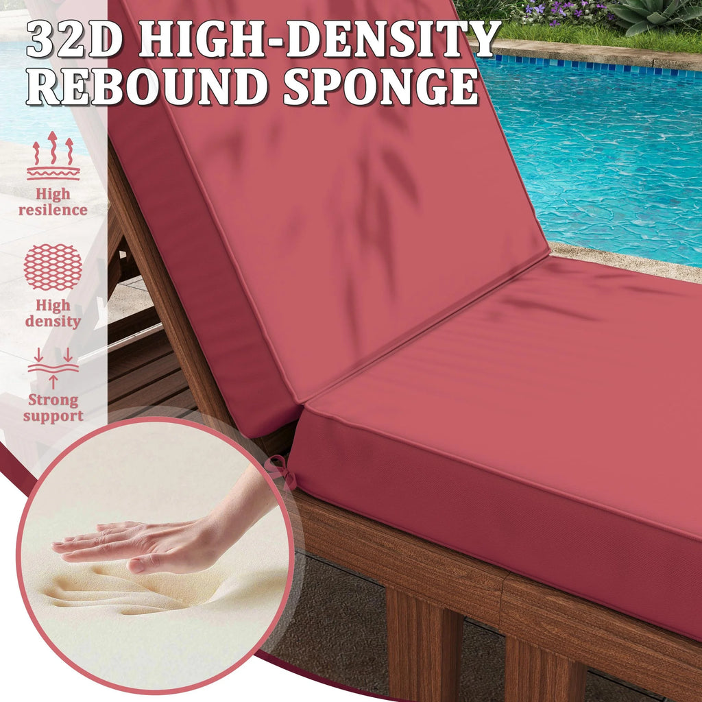 Kimunuk Outdoor Chaise Lounge Cushions set of 2, 80" x 26" x 4" Waterproof Pool Beach Recliner Replacement Cushions with Ties, Navy