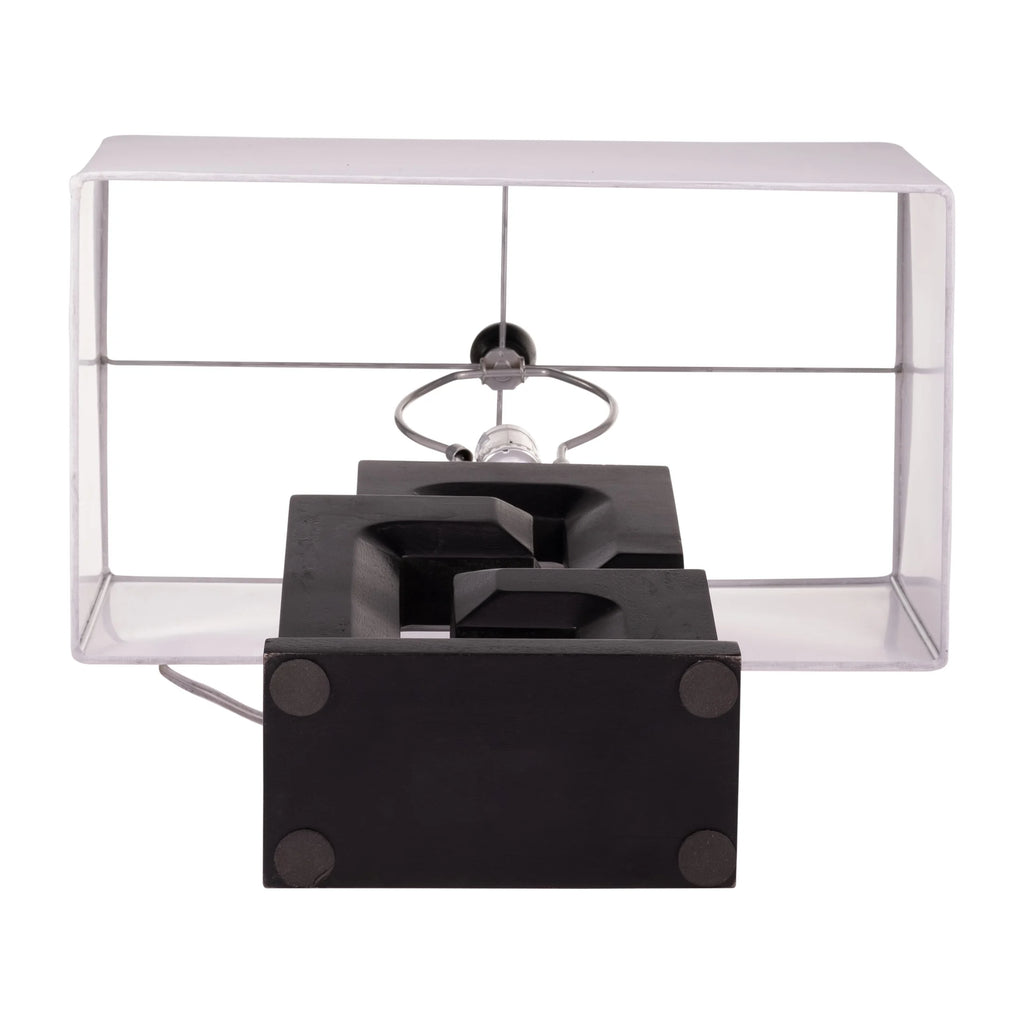 Sagebrook Home Modern Neutral Wood, 27"H Geometric Black Table Lamp - 18" x 10" x 27"