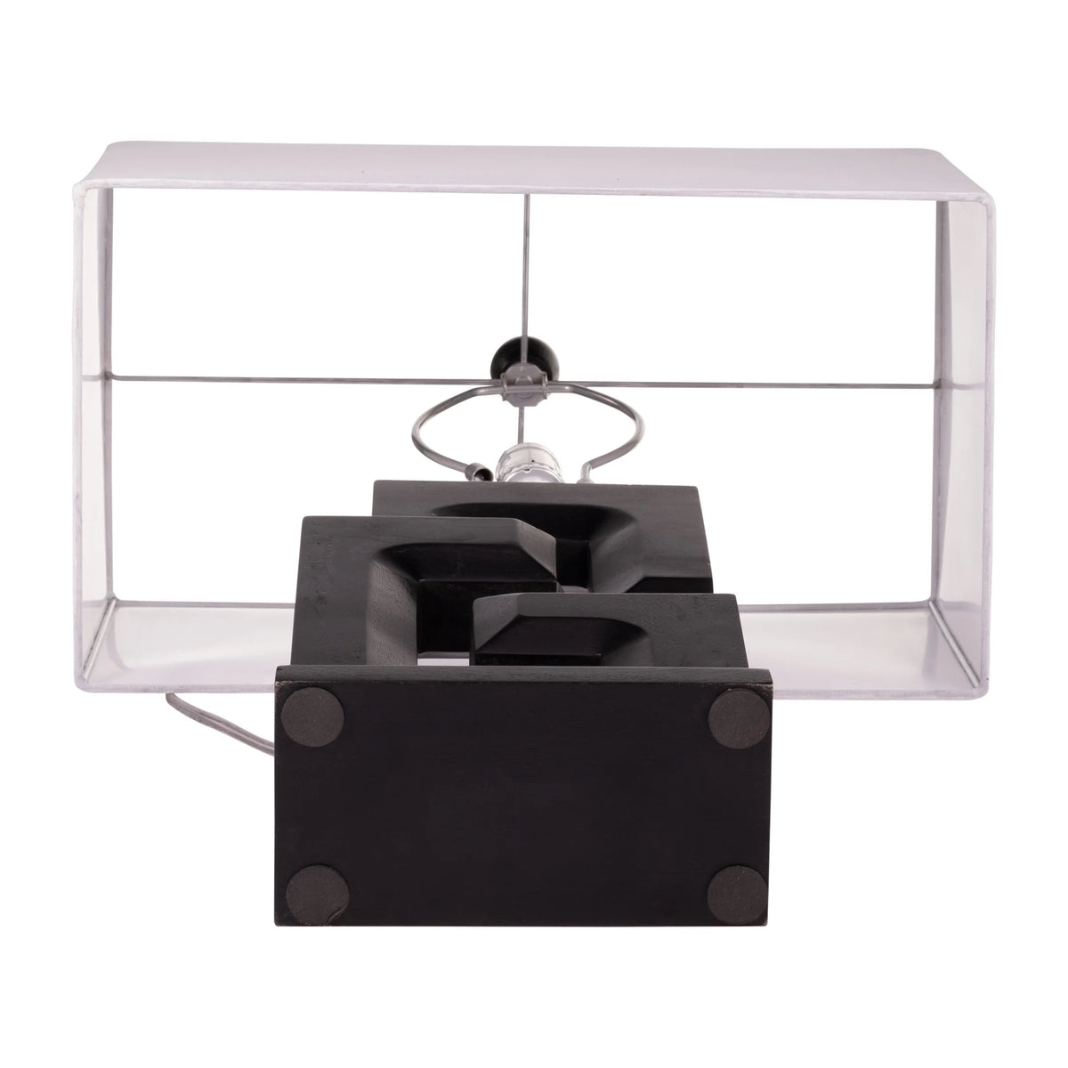 Sagebrook Home Modern Neutral Wood, 27"H Geometric Black Table Lamp - 18" x 10" x 27"