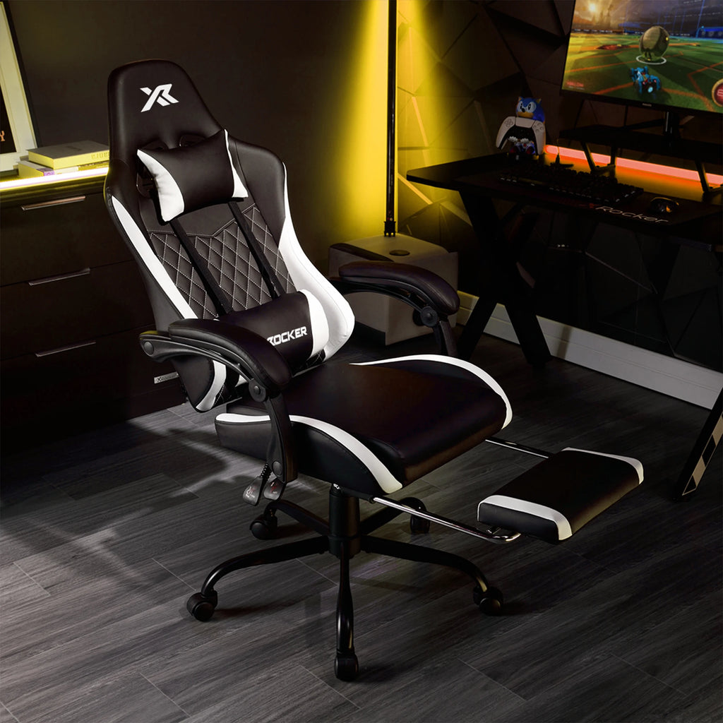 X Rocker Apex PC Gaming Chair with Massage Function and Footrest, Red