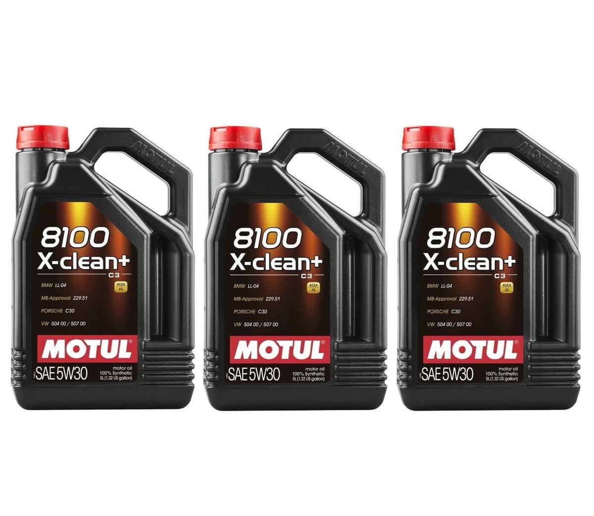 Motul 8100 X-CLEAN + 5W30 - 15 Litres - Huile moteur 100 % synthétique (3 x 5L)