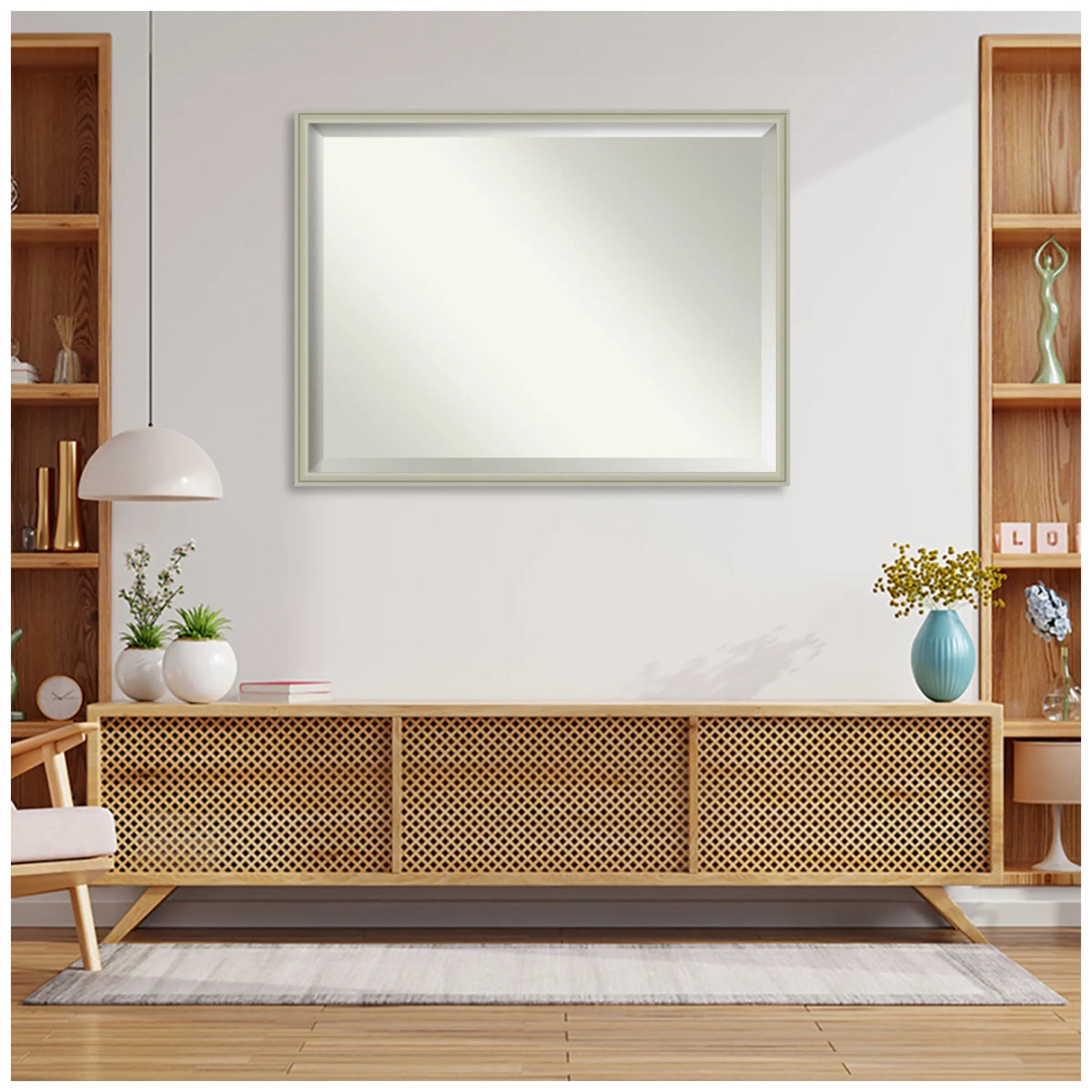 Amanti Art Florence Silver Beveled Wall Mirror 31.75 x 41.75 in.