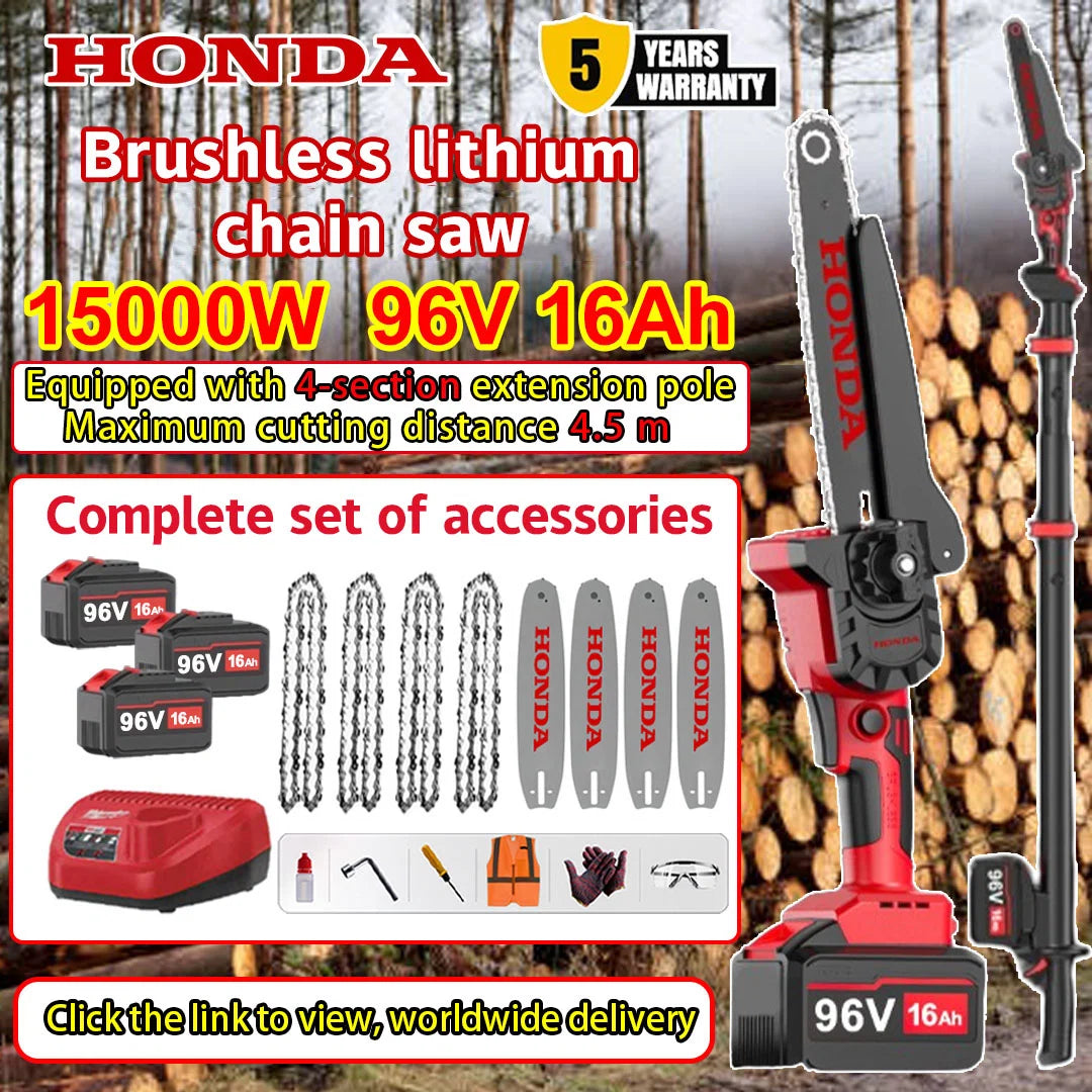 15000W high-power lithium battery telescopic chainsaw can cu