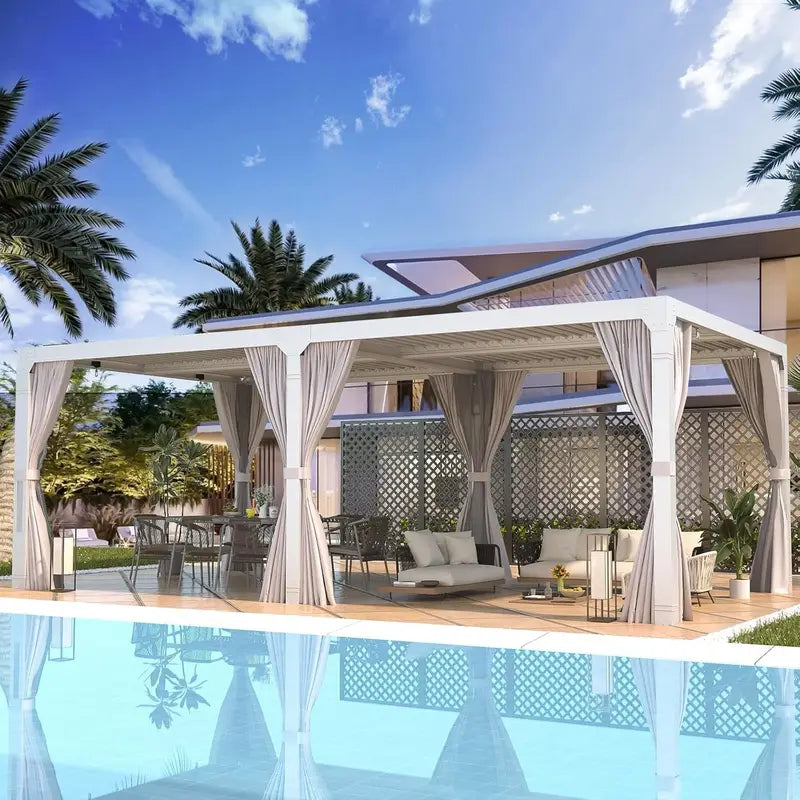 EROMMY 12'x24′ Outdoor Louvered Pergola Gazebos