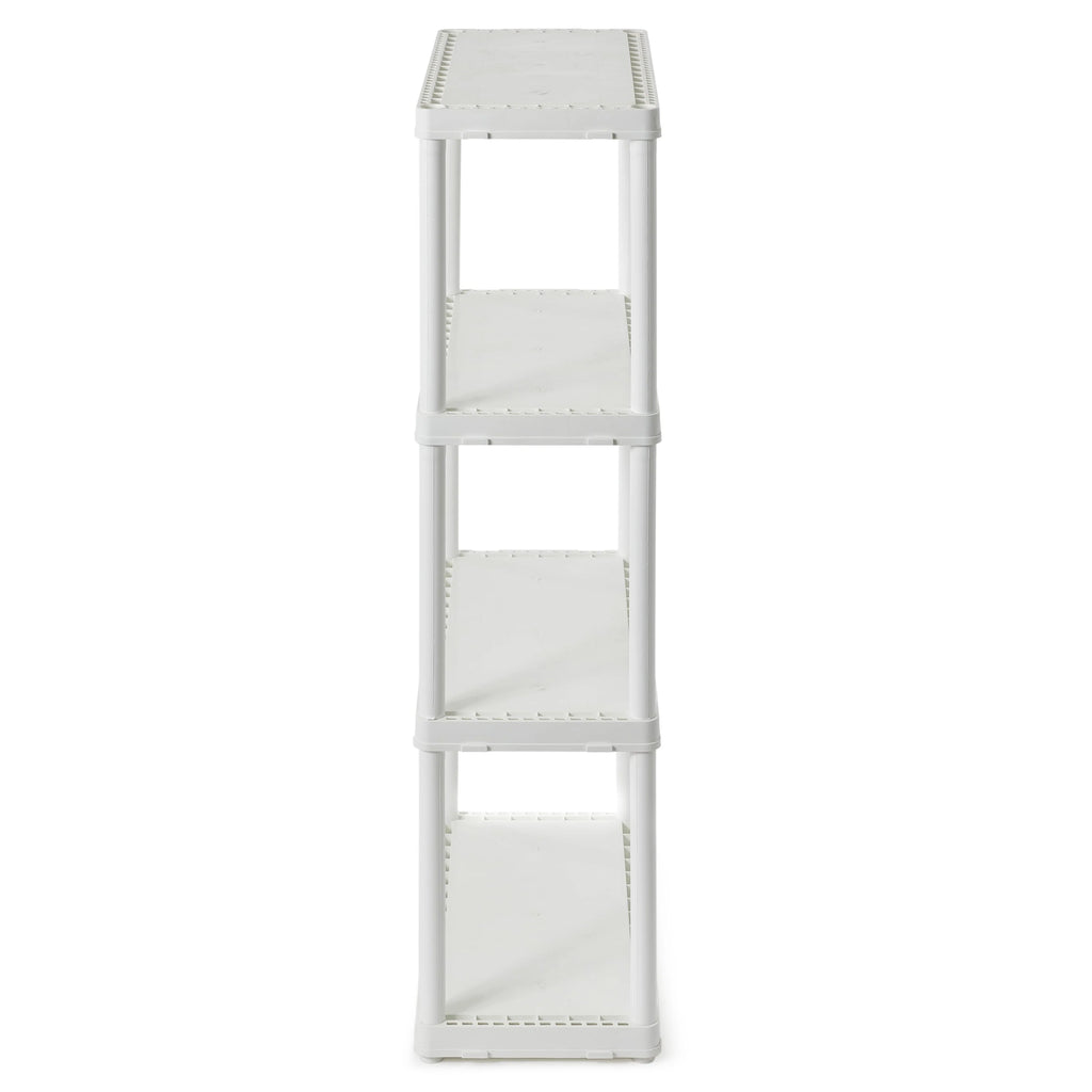 Gracious Living 4 Shelf Fixed Height Solid Light Duty Resin Storage Unit 24 x 12 x 48", White (4 Pack)
