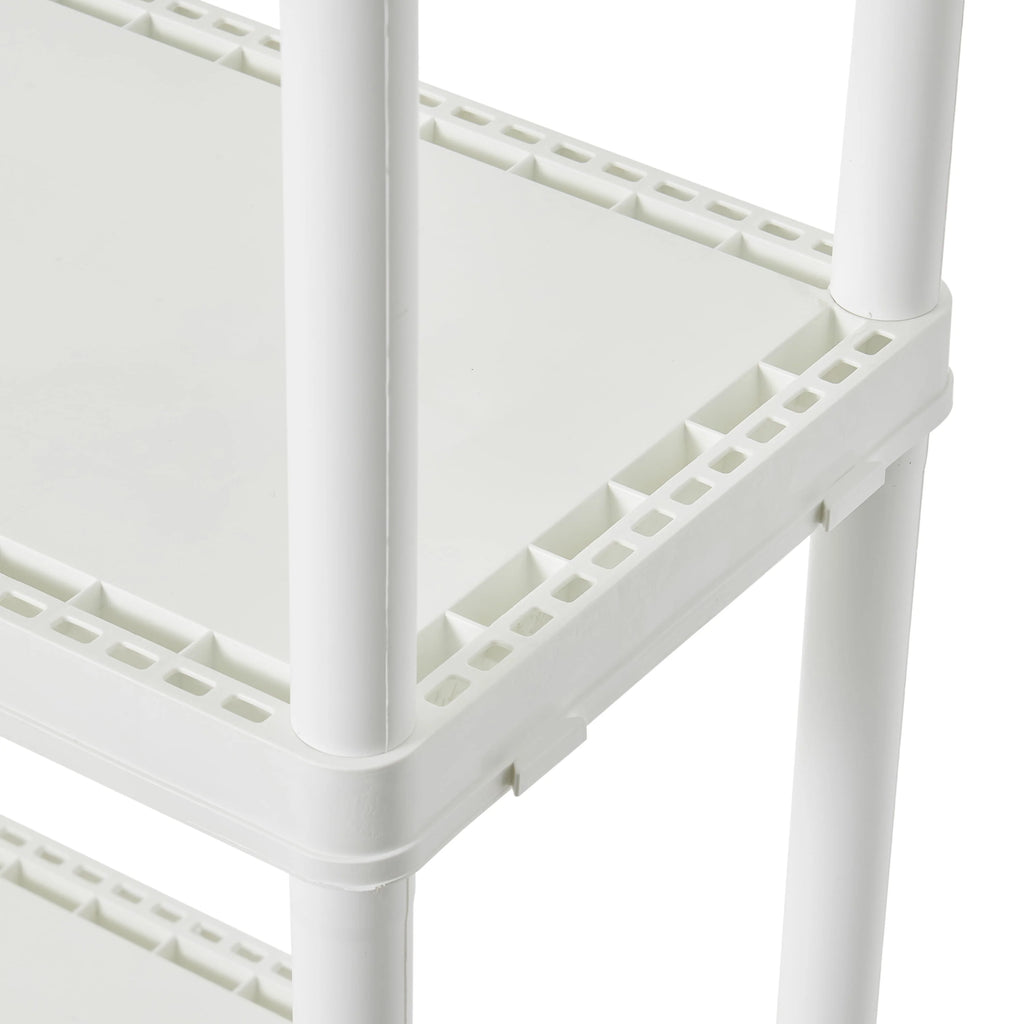 Gracious Living 4 Shelf Fixed Height Solid Light Duty Resin Storage Unit 24 x 12 x 48", White (4 Pack)