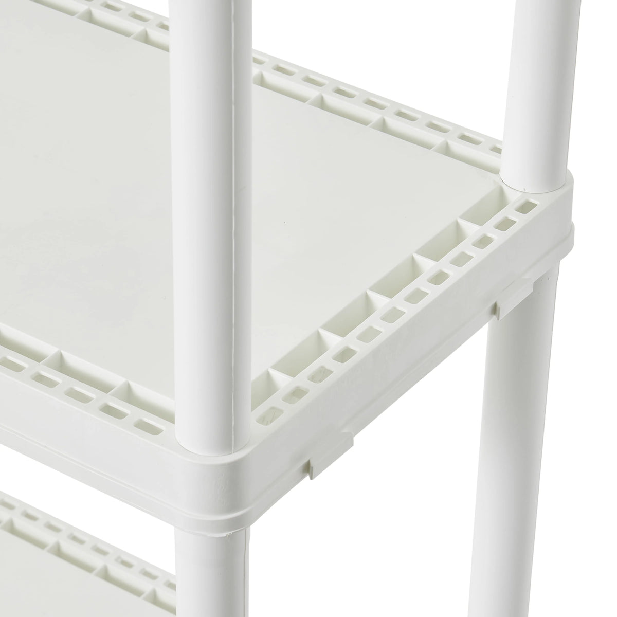Gracious Living 4 Shelf Fixed Height Solid Light Duty Resin Storage Unit 24 x 12 x 48", White (4 Pack)