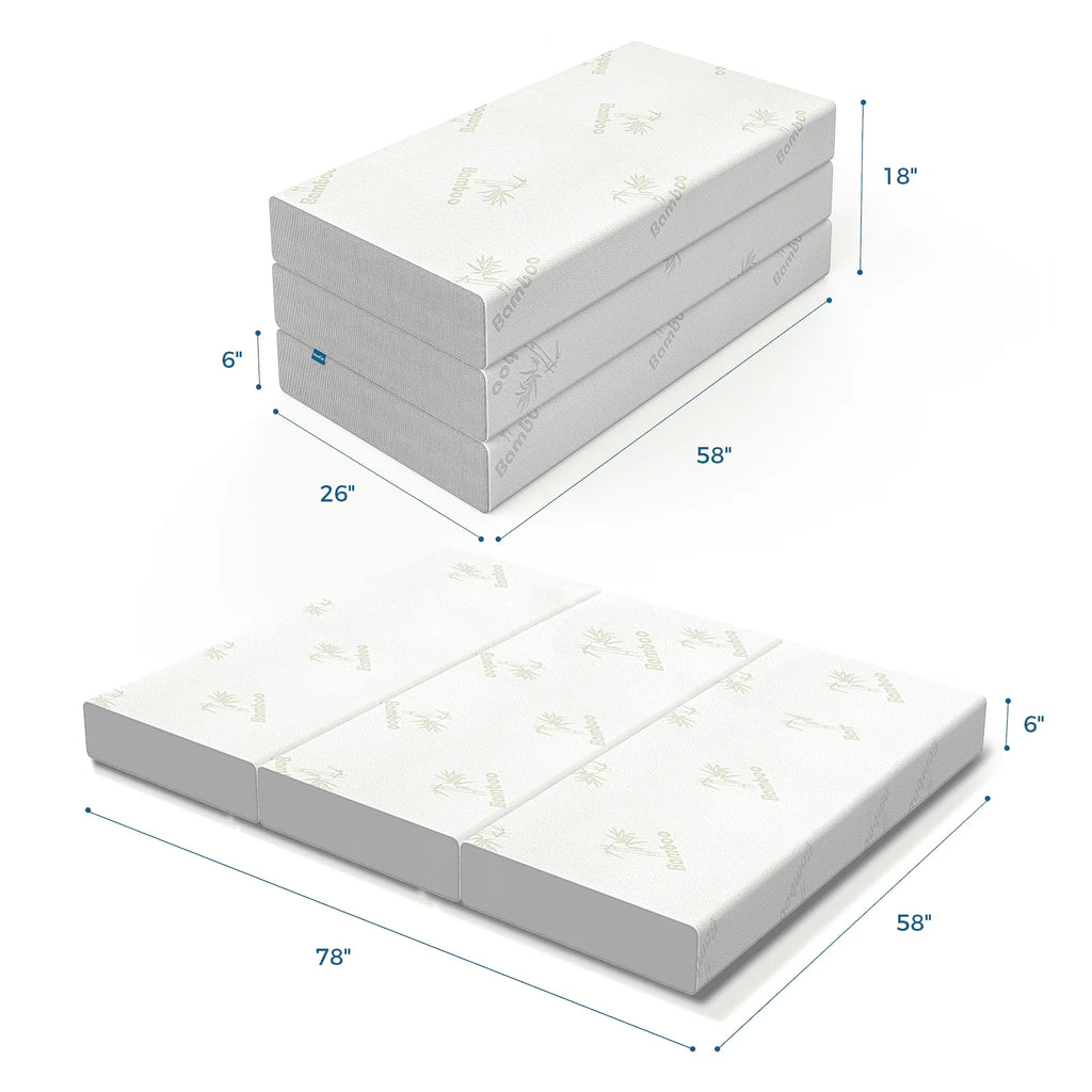 6 inch Queen Memory Foam Folding Mattress - 78" x 58" x 6"
