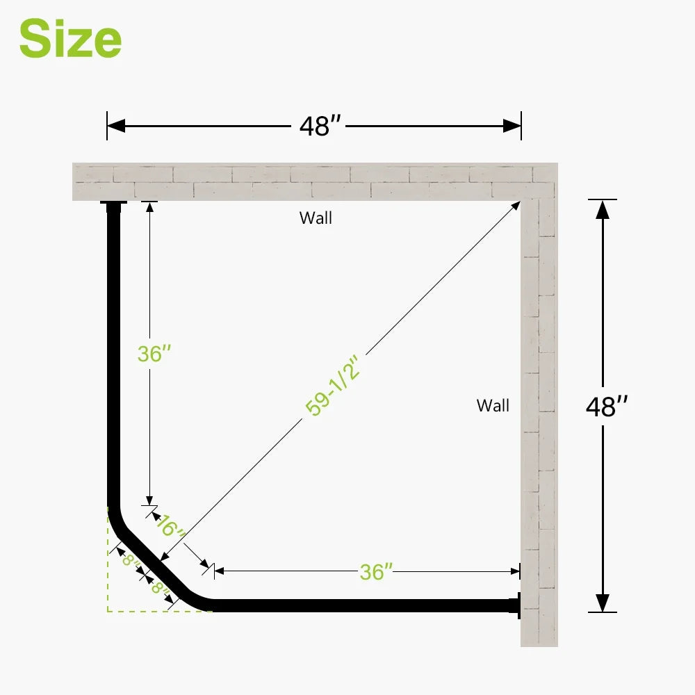 Naiture Stainless Steel 18-1/2" X 26" X 18-1/2" Neo-Angle Shower Curtain Rod with Ceiling Support, Brushed Nickel Finish