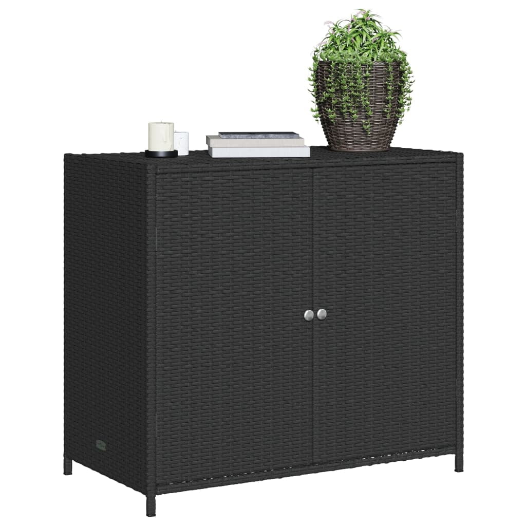VidaXL Contemporary Poly Rattan Storage Cabinet, 32.7" x 17.7" x 29.9", Gray