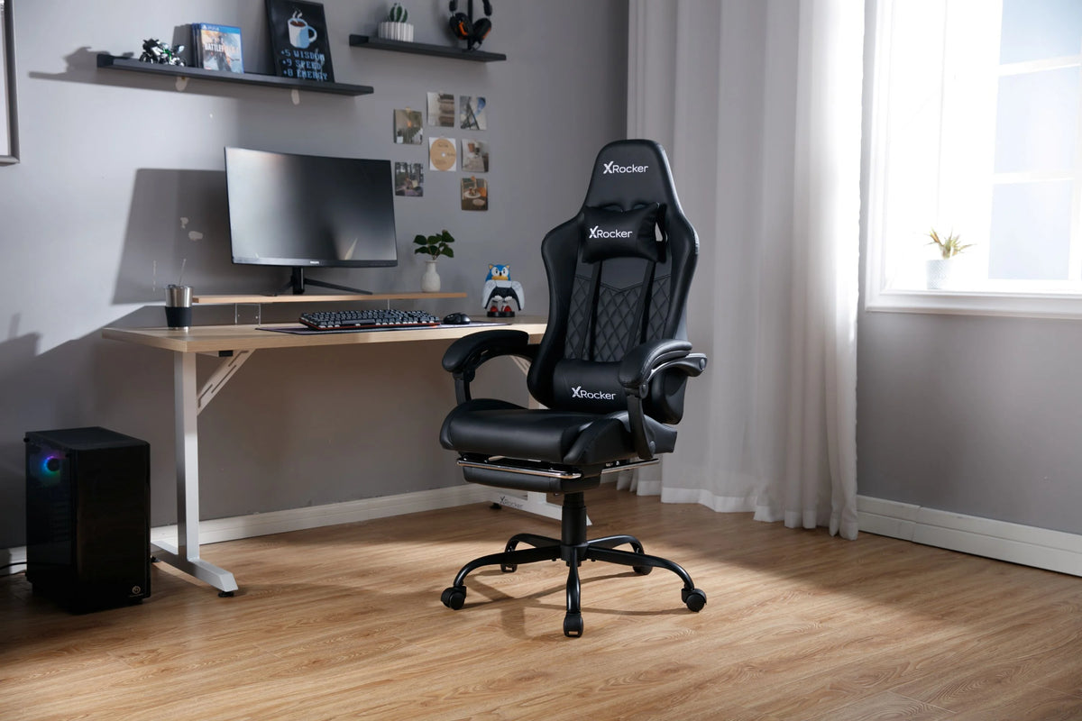 X Rocker Apex PC Gaming Chair with Massage Function and Footrest, Red