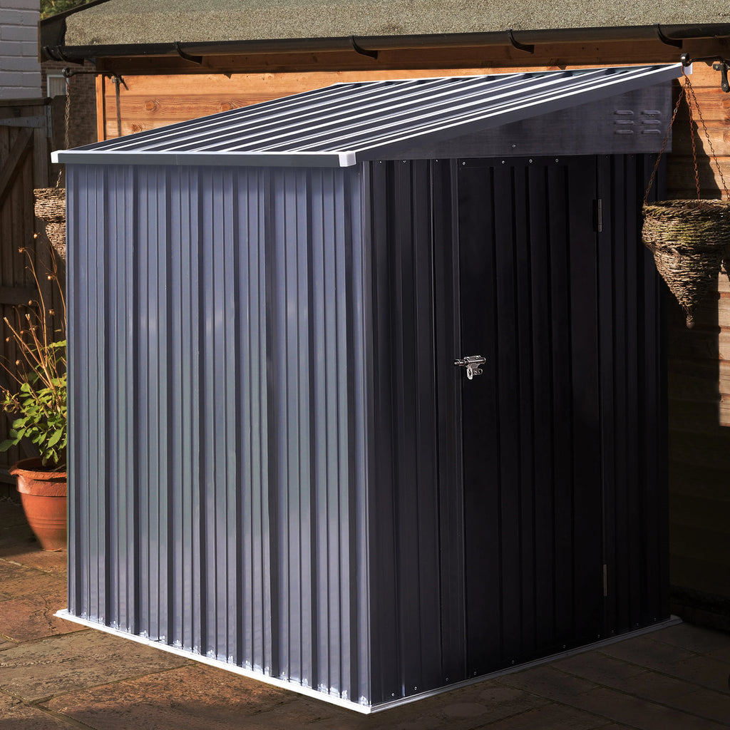 VEIKOUS Outdoor 8' x 4' Storage Lean-to Shed 8' x 4' w/Lockable Sliding Door and Vents for Backyard, Patio & Lawn, Grey