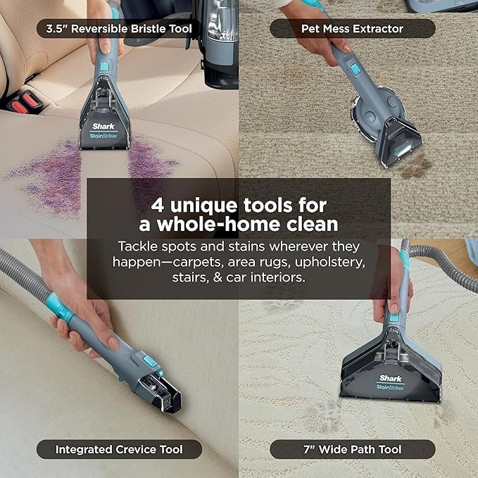 Shark StainStriker Portable Carpet Upholstery & Area Rug Cleaner, Stain & Odor Remover, Perfect for Car Interiors, Nordic Blue, PX202BRN
