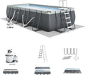 Rectangular Frame Above Ground Outdoor Swimming Pool Set with 1200 GPH Sand Filter Pump, Pool Cover and Ladder