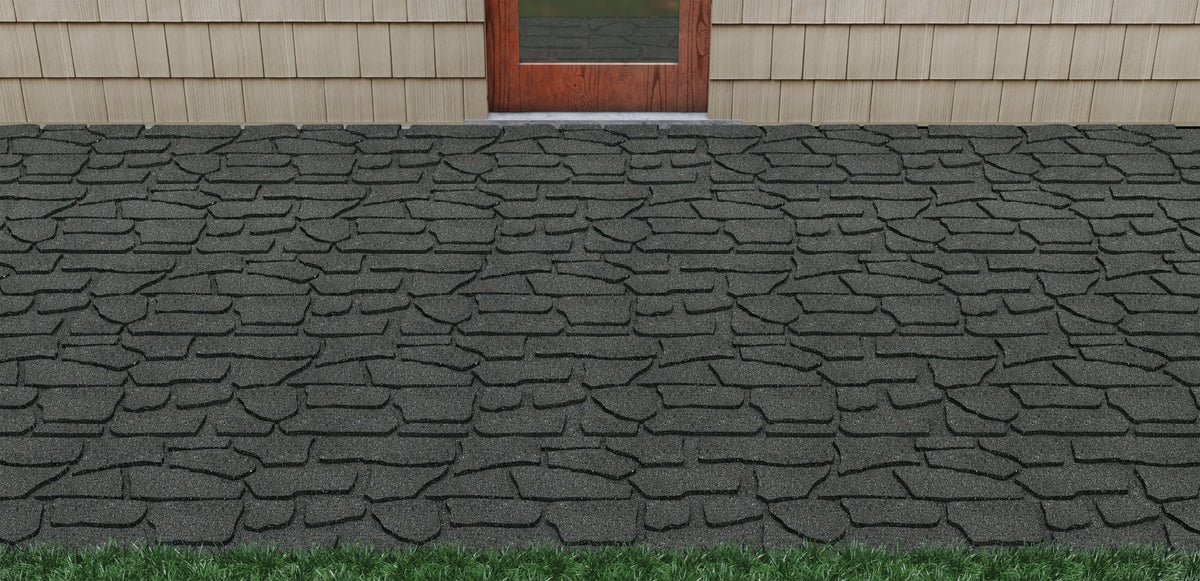 GroundSmart 24" x 12" x 5/8" Black Interlocking Dual-Sided Rubber Paver, 9 Pack