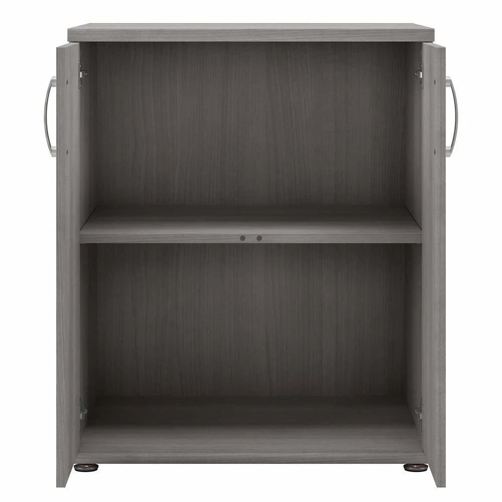 Bush Business Furniture Universal Laundry Room Cabinet 28W x 25D x 34H Engineered Wood 2 Shelf Garage Cabinet with Brushed Nickel Platinum, Gray
