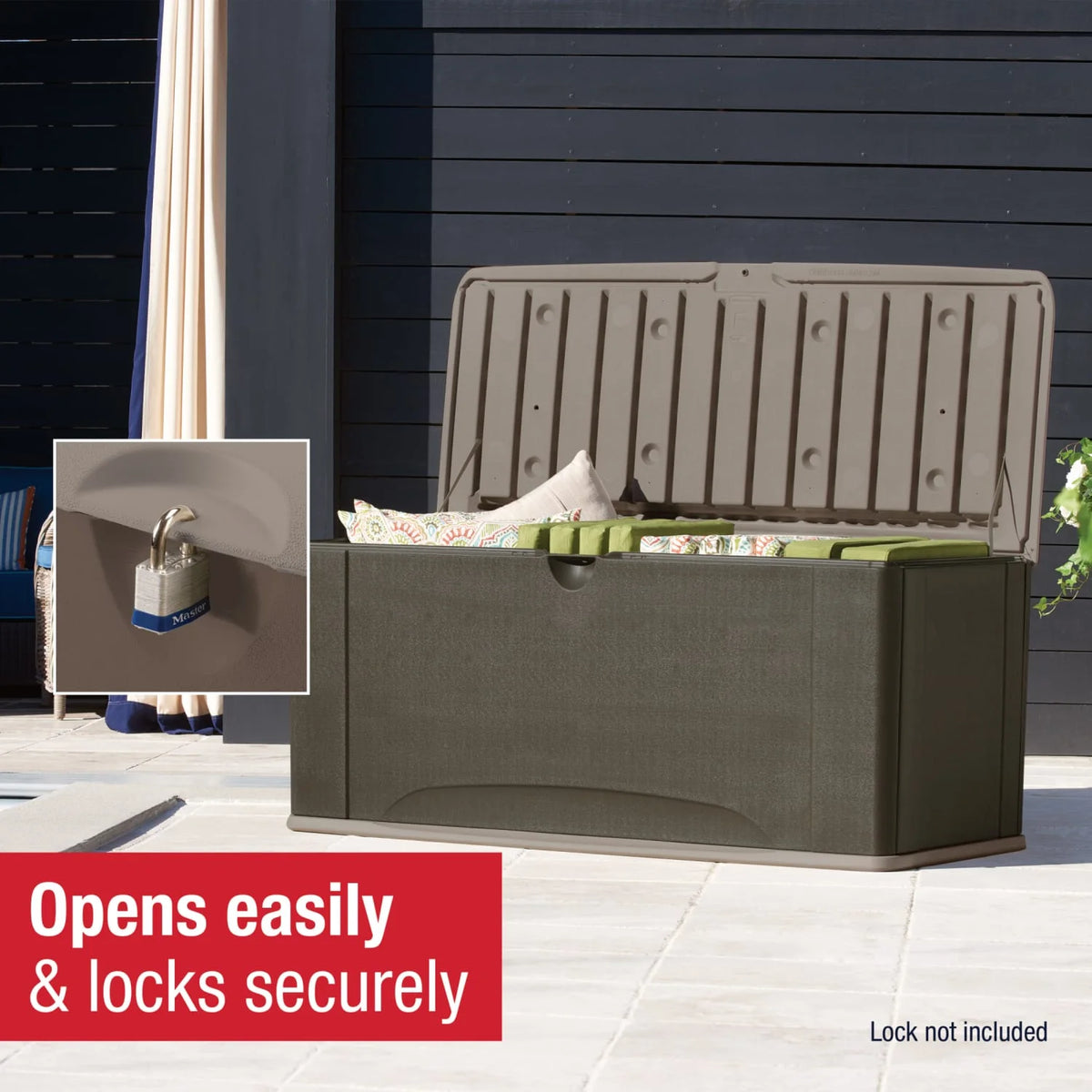 Coffre de terrasse avec siège Rubbermaid - Très grand format