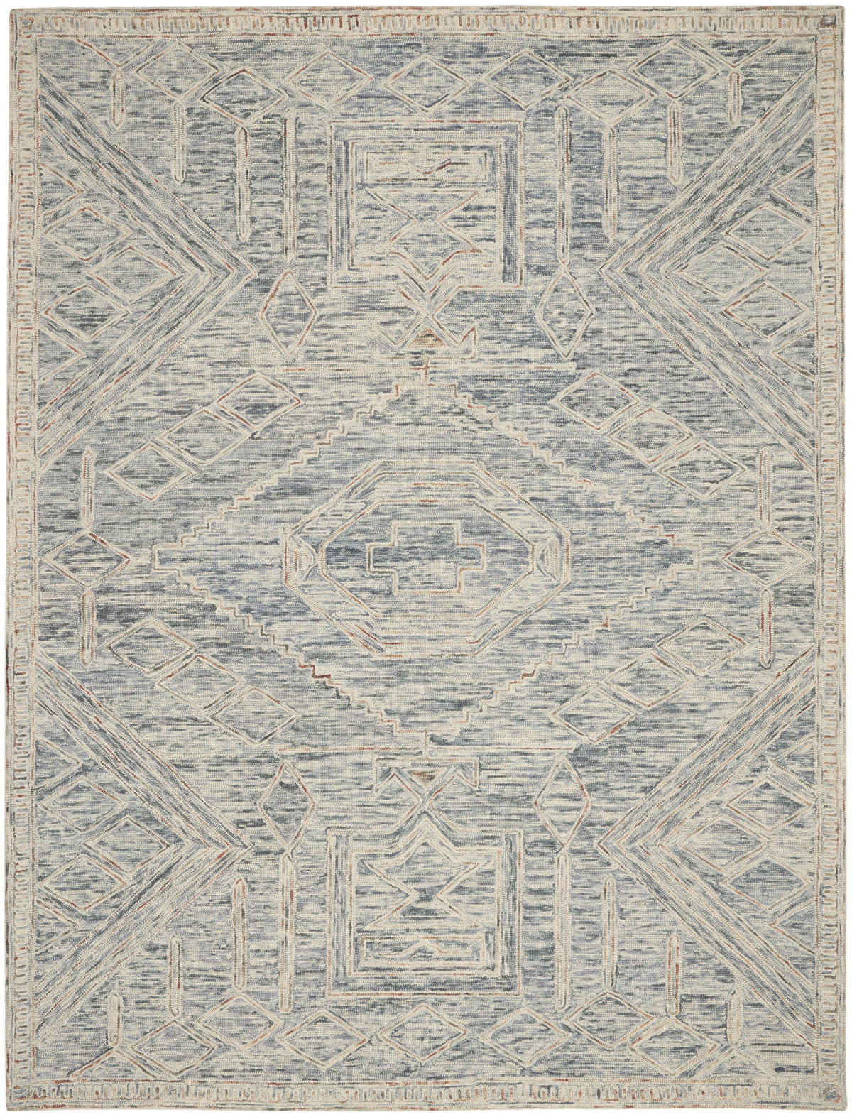 Tapis Nourison Linked Rustic Bohemian bleu/multicolore, 8 pi x 10 pi 6 po (8 pi x 11 pi)