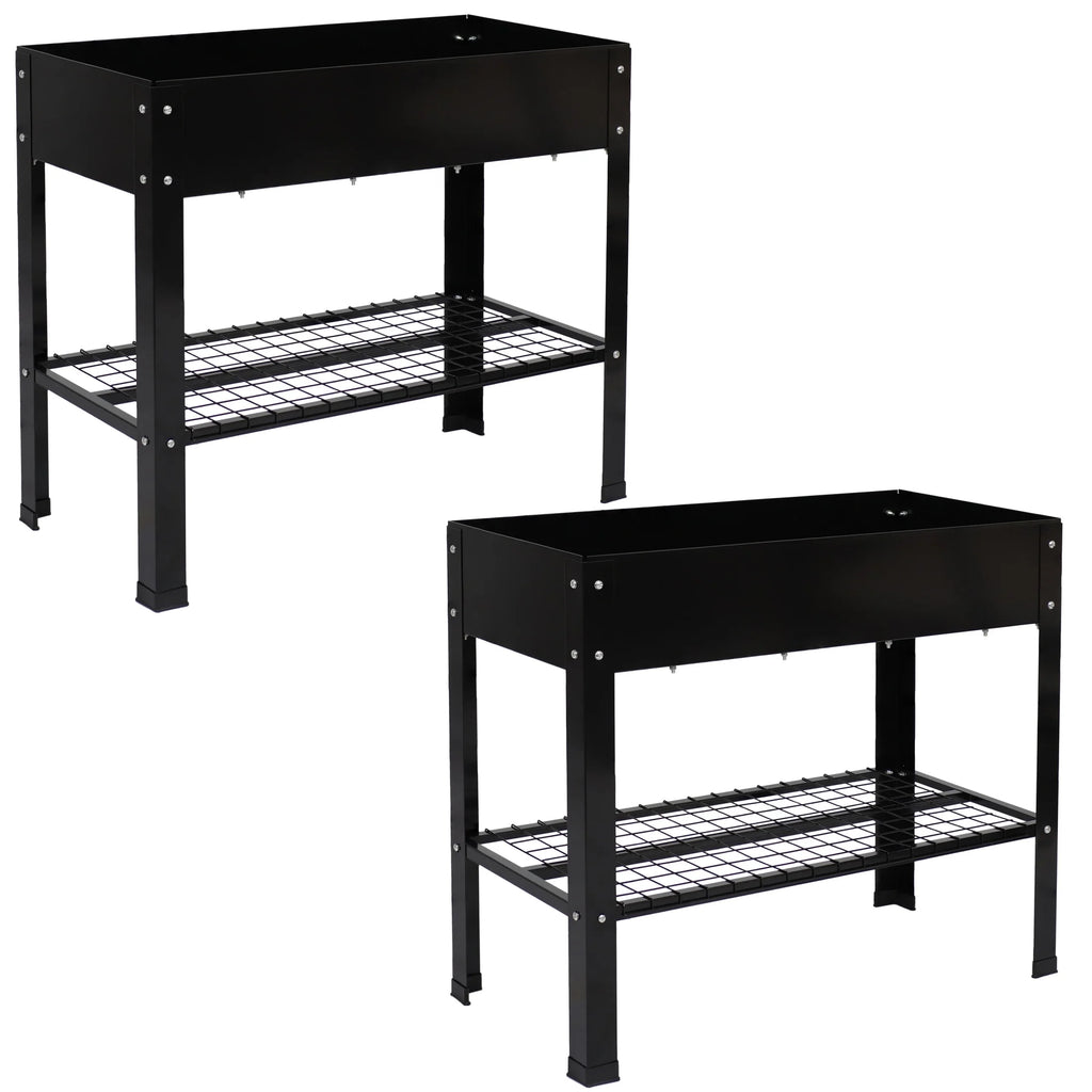 Jardinière surélevée en acier galvanisé noir Sunnydaze, 90,8 cm x 40,6 cm x 80,6 cm, ensemble de 2