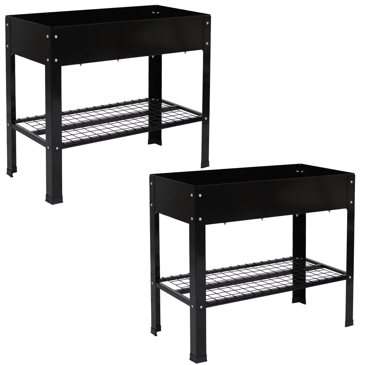 Jardinière surélevée en acier galvanisé noir Sunnydaze, 90,8 cm x 40,6 cm x 80,6 cm, ensemble de 2