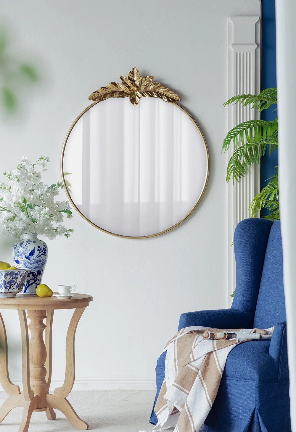 A&B Home Arched Gold Wall Mirror with Leaf Accent 39.6" x 2" x 35"