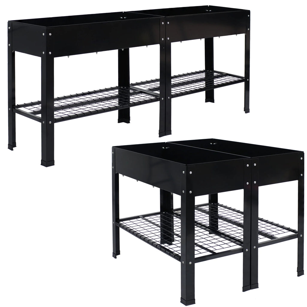 Jardinière surélevée en acier galvanisé noir Sunnydaze, 90,8 cm x 40,6 cm x 80,6 cm, ensemble de 2