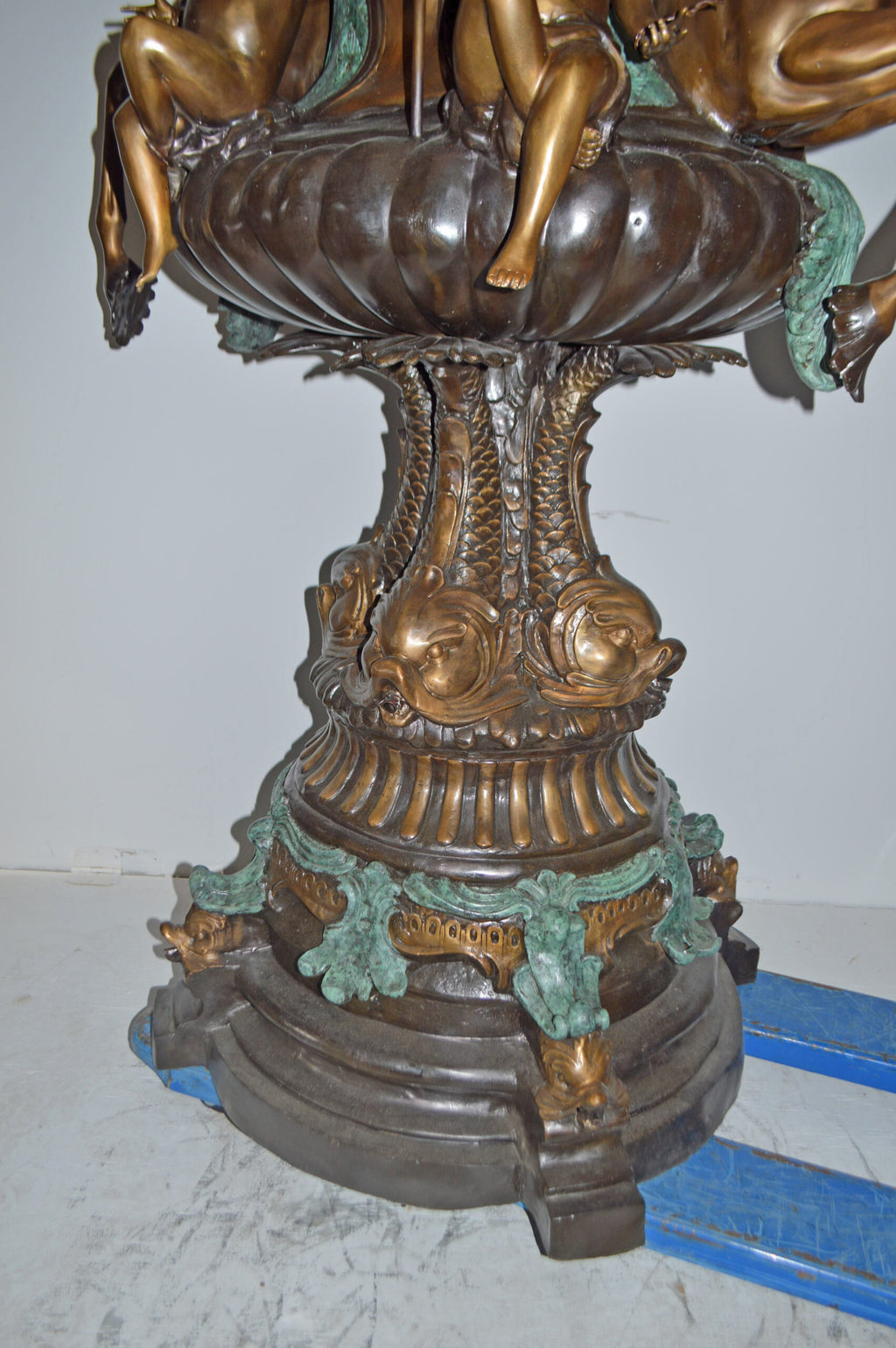 Seven feet tall Bronze, Tiered Outdoor pond Fountain - Size: 46"L x 46"W x 84"H.