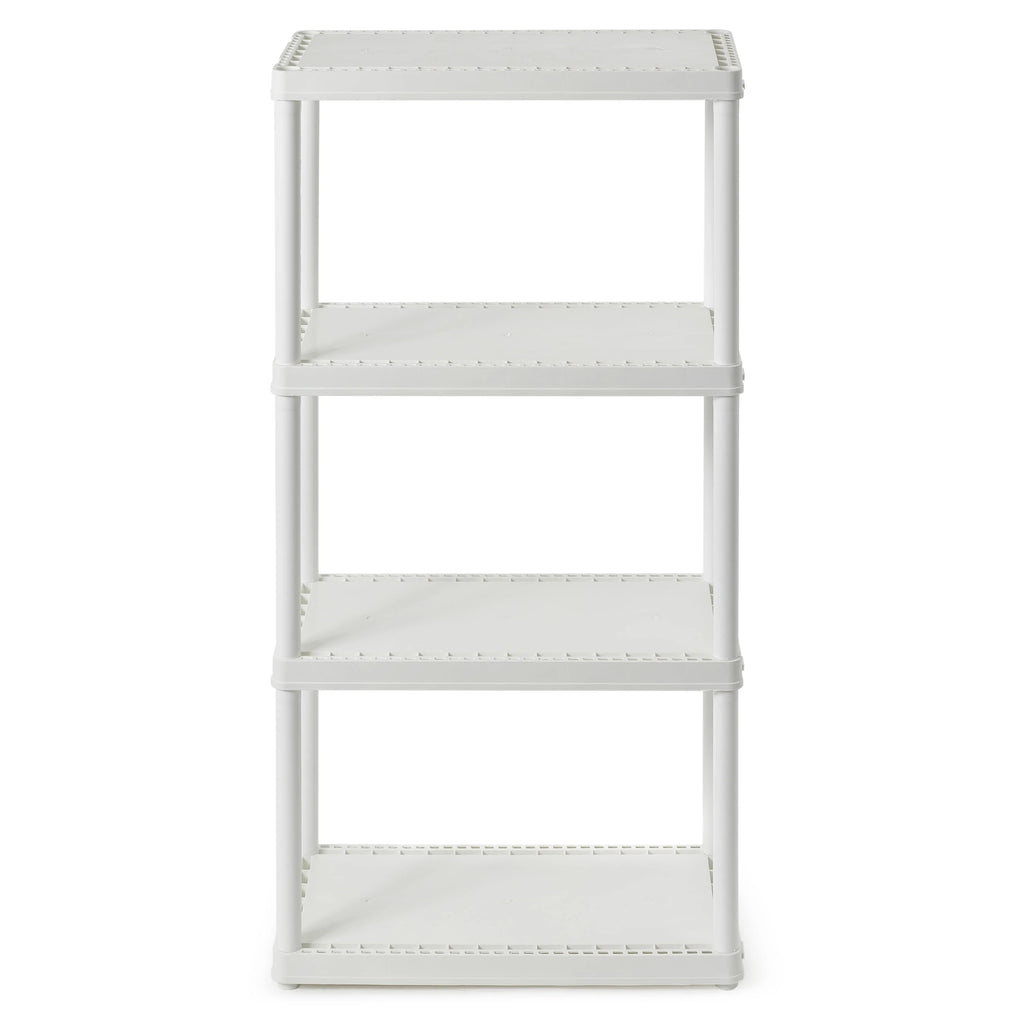 Gracious Living 4 Shelf Fixed Height Solid Light Duty Resin Storage Unit 24 x 12 x 48", White (4 Pack)