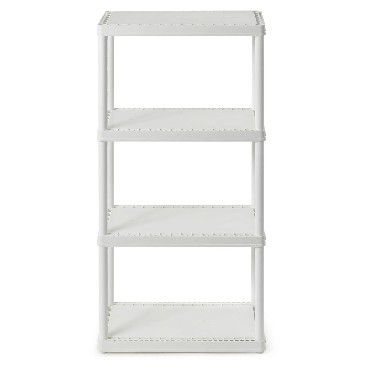 Gracious Living 4 Shelf Fixed Height Solid Light Duty Resin Storage Unit 24 x 12 x 48", White (4 Pack)