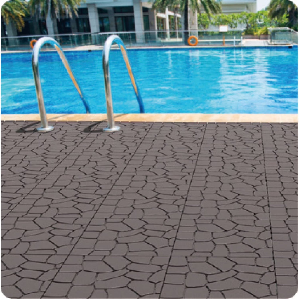 Dalles de sol emboîtables BOFANG en polypropylène, gris, 30,5 x 30,5 x 2 cm, lot de 44