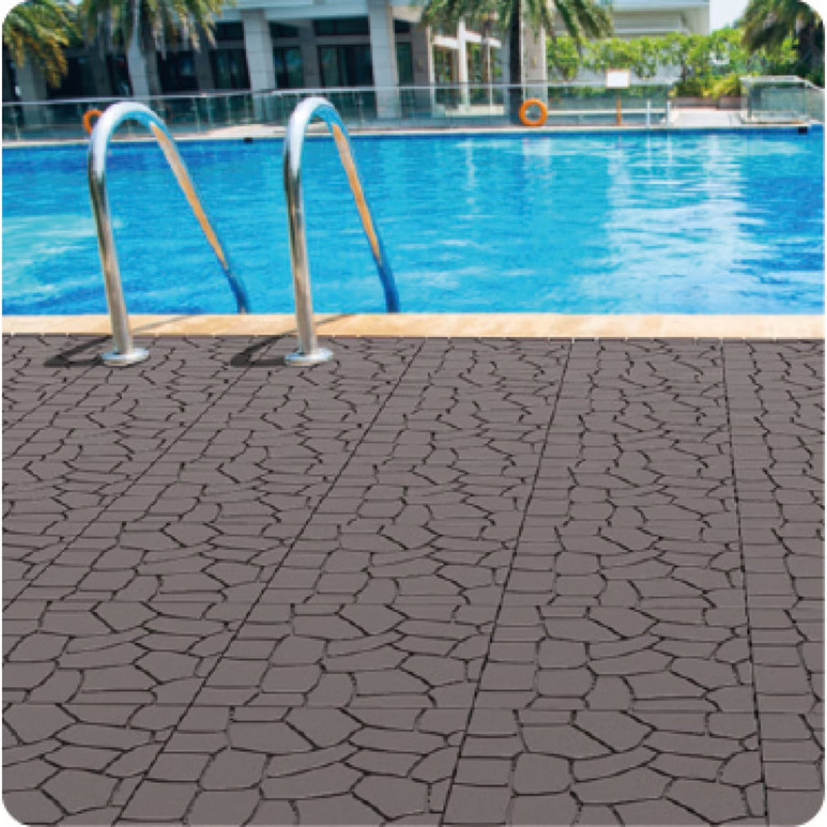 Dalles de sol emboîtables BOFANG en polypropylène, gris, 30,5 x 30,5 x 2 cm, lot de 44