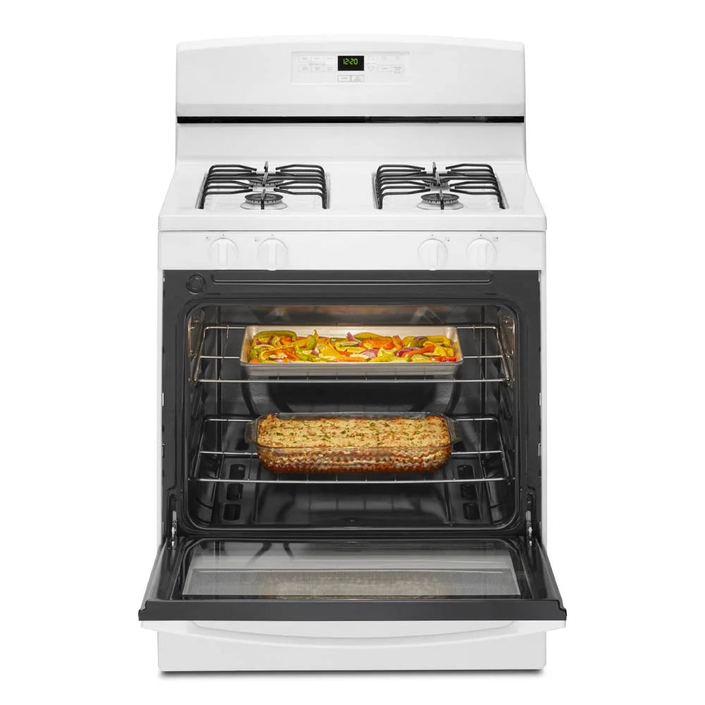 Brand New Amana(R) AGR6303MMW Gas Range with Bake Assist Temps, Dimensions 46" H x 30" W x 28" D, Weight 136lbs