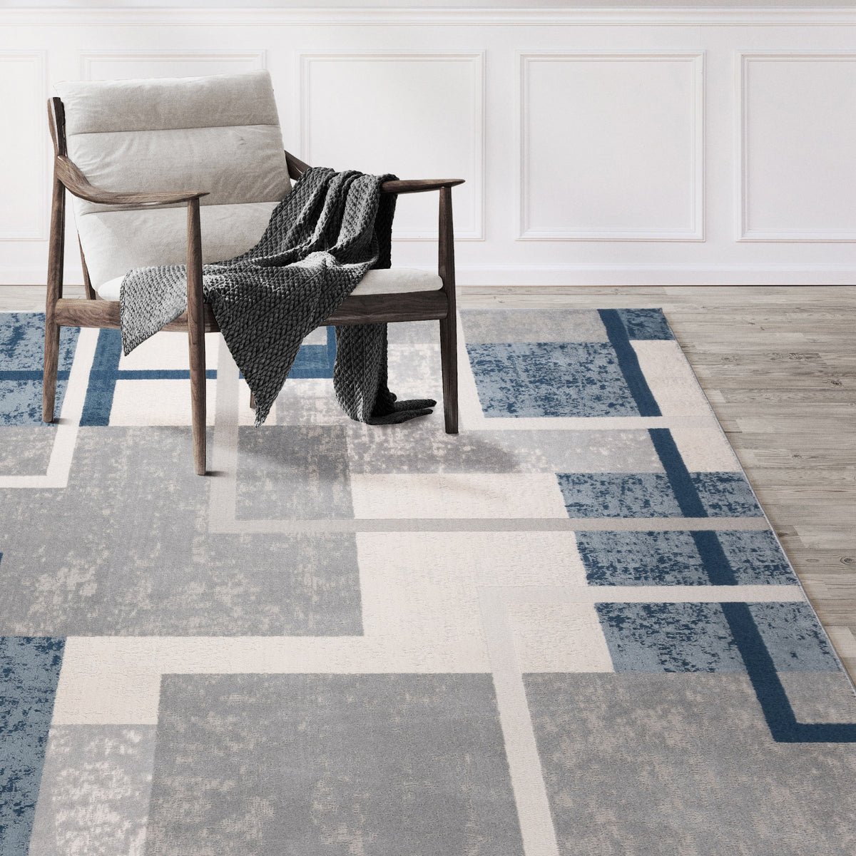 Tapis Eden, motif géométrique abstrait, 5'3" x 7'