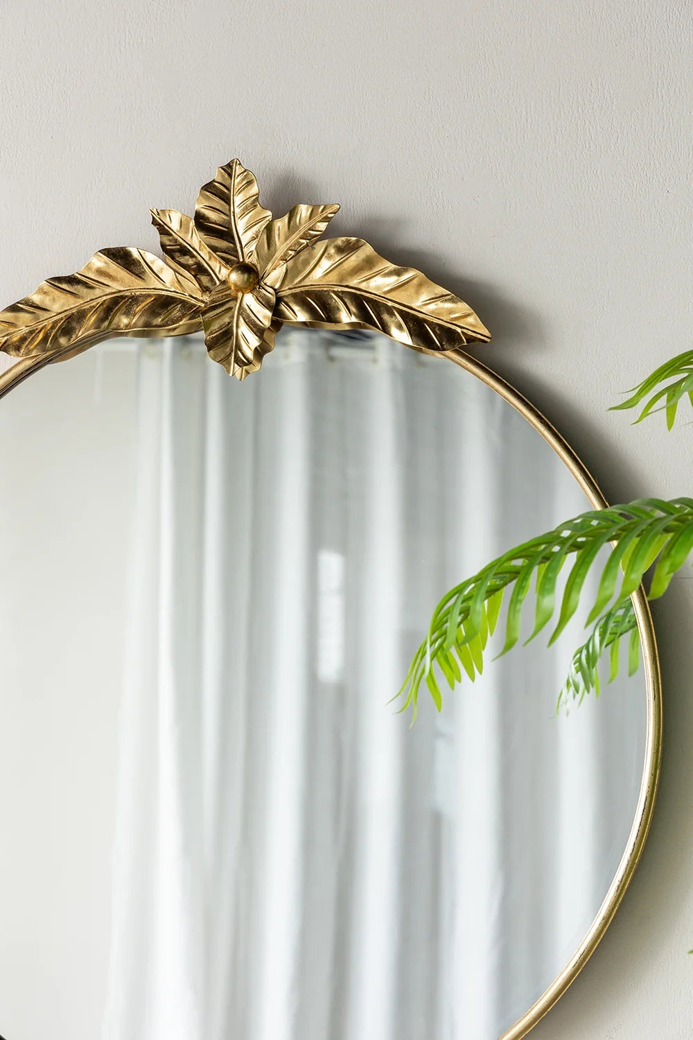 A&B Home Arched Gold Wall Mirror with Leaf Accent 39.6" x 2" x 35"