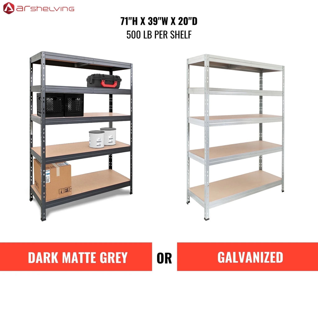 Ar Shelving 5- Tier Galvanized Steel Heavy Duty Garage Storage Shelving Unit with HDF Rack (39.2 in. W x 71 in. H x 20 in. D)