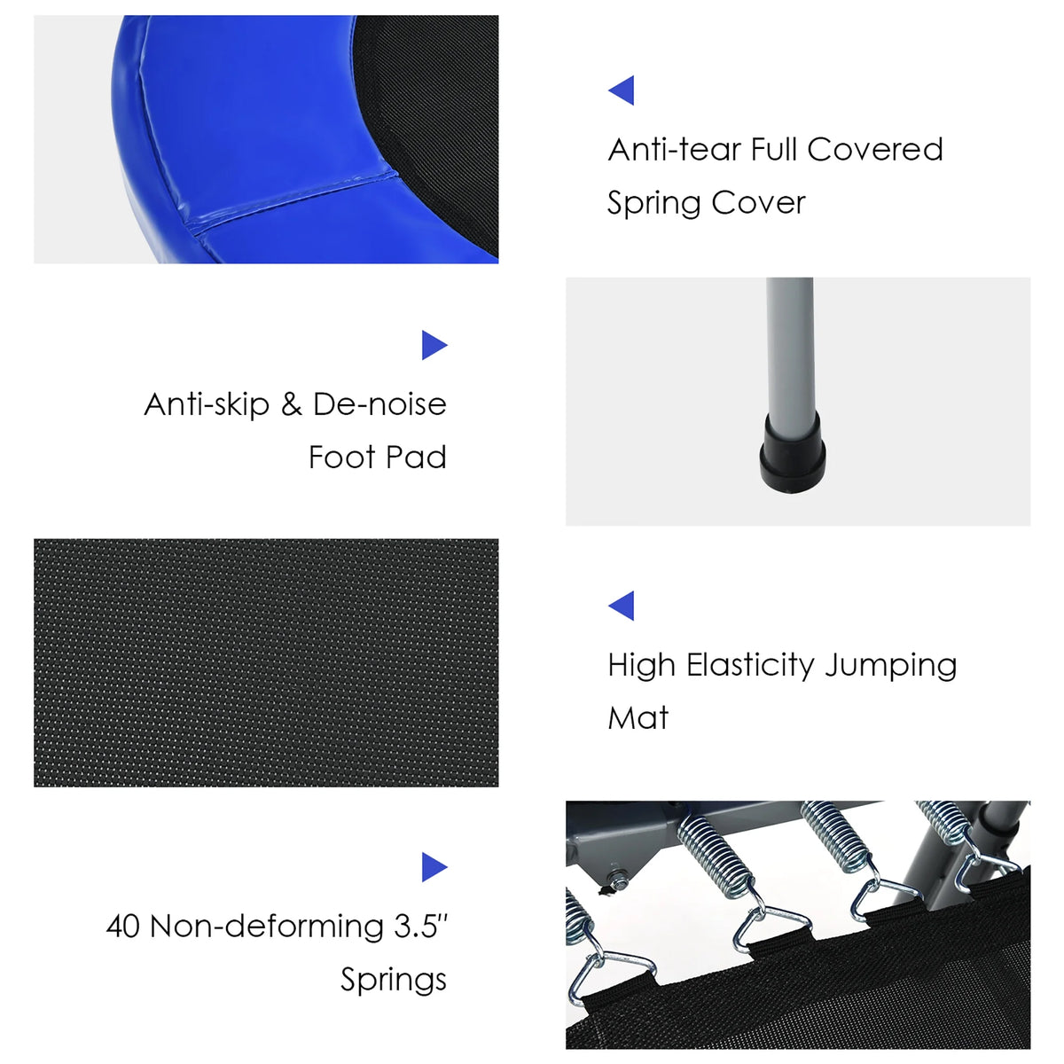 Goplus Adjustable Handrail Foldable Trampoline, Blue, 59.50" x 35.50" x 52.00"
