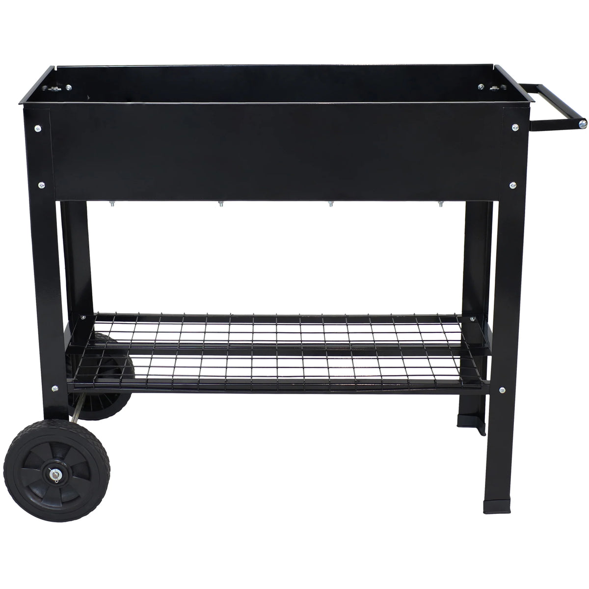 Sunnydaze 43.5" x 20.75" x 31.75" Blue Galvanized Steel Raised Garden Bed Cart with Wheels