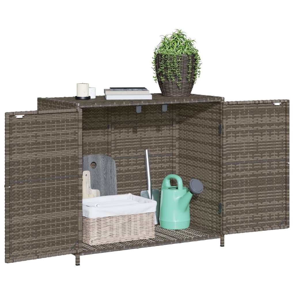VidaXL Contemporary Poly Rattan Storage Cabinet, 32.7" x 17.7" x 29.9", Gray