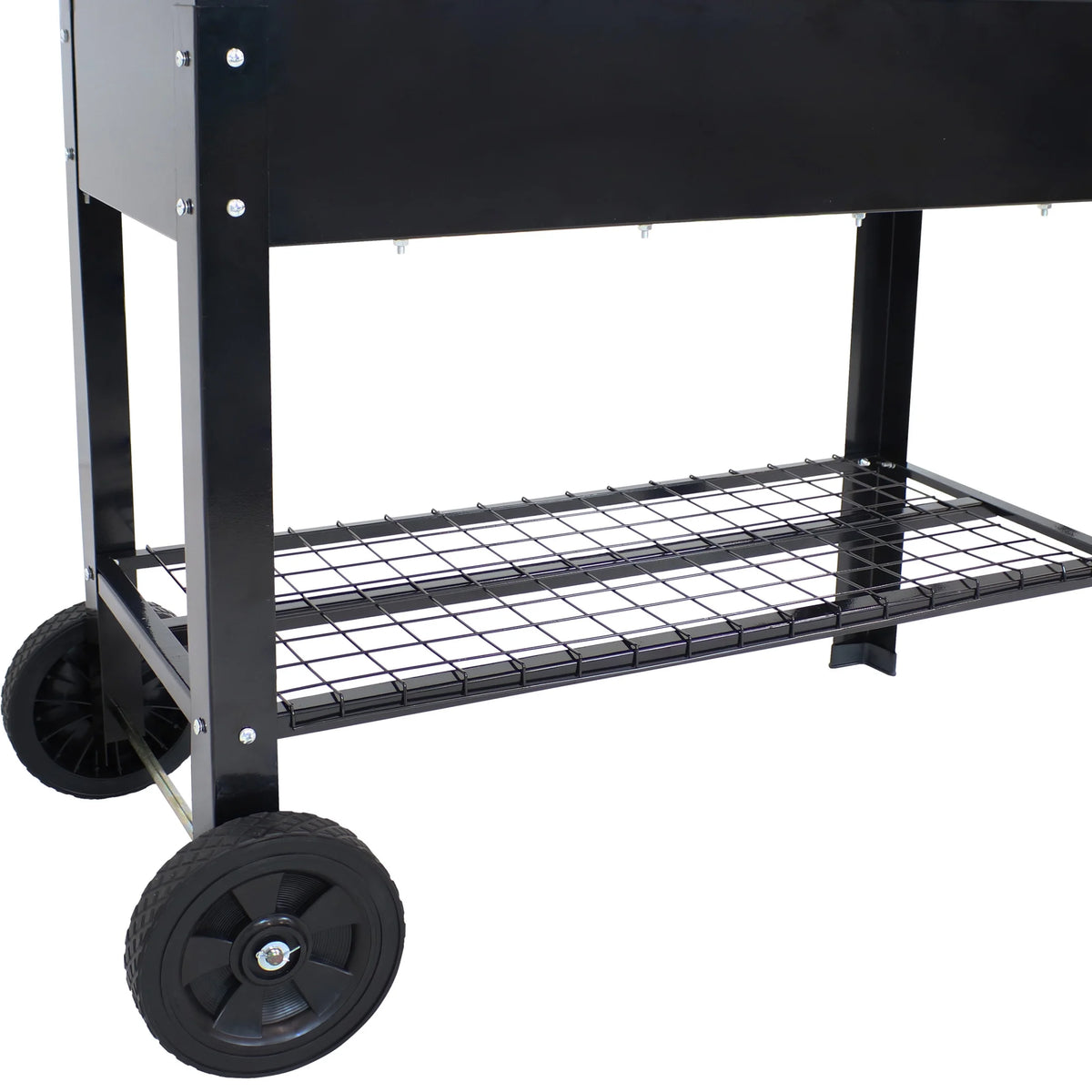 Sunnydaze 43.5" x 20.75" x 31.75" Blue Galvanized Steel Raised Garden Bed Cart with Wheels