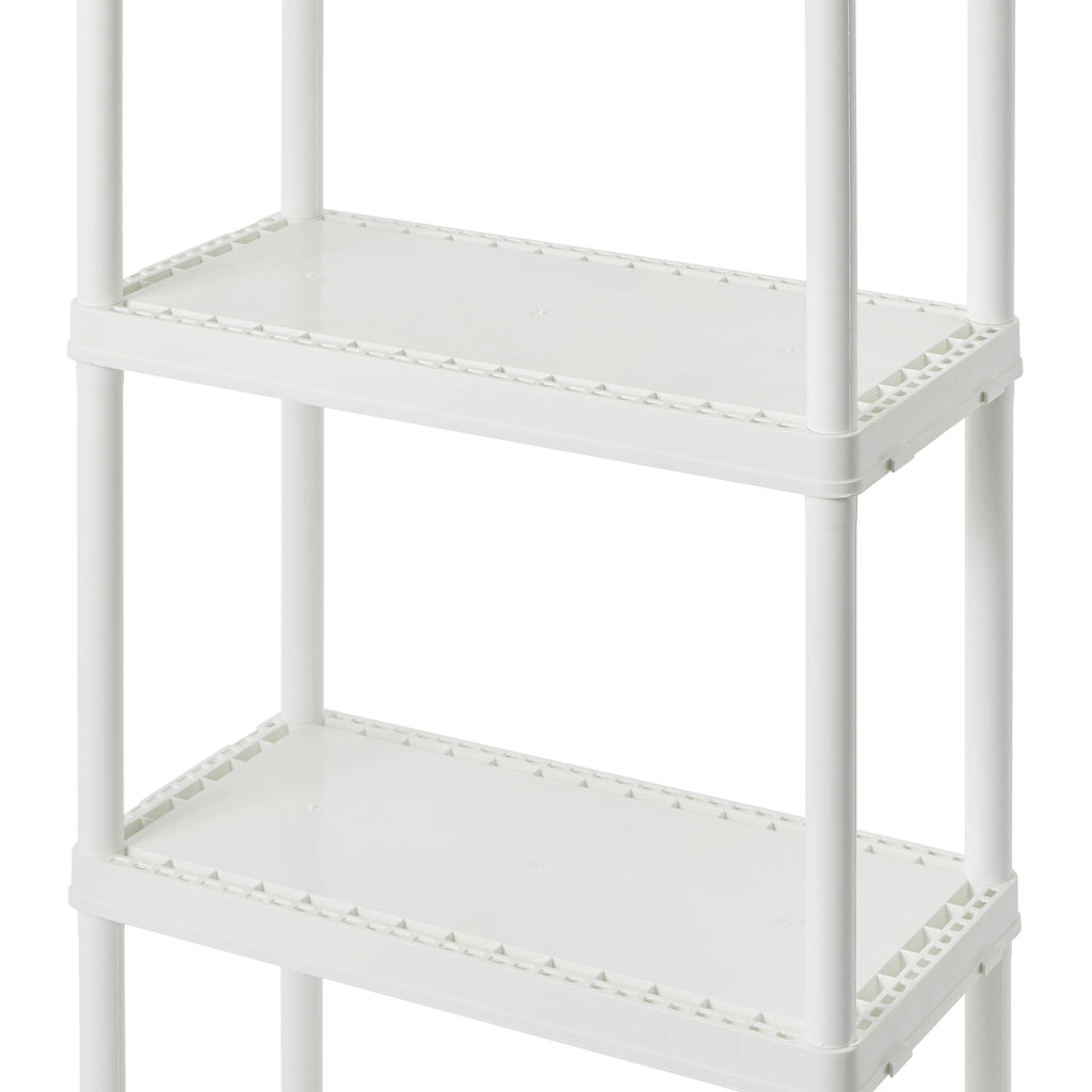 Gracious Living 4 Shelf Fixed Height Solid Light Duty Resin Storage Unit 24 x 12 x 48", White (4 Pack)