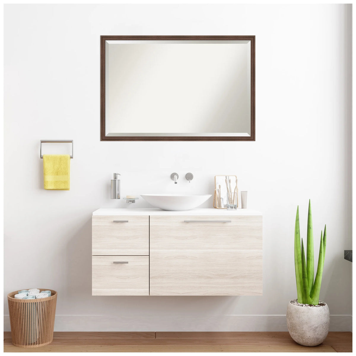 Amanti Art Florence Silver Beveled Wall Mirror 31.75 x 41.75 in.