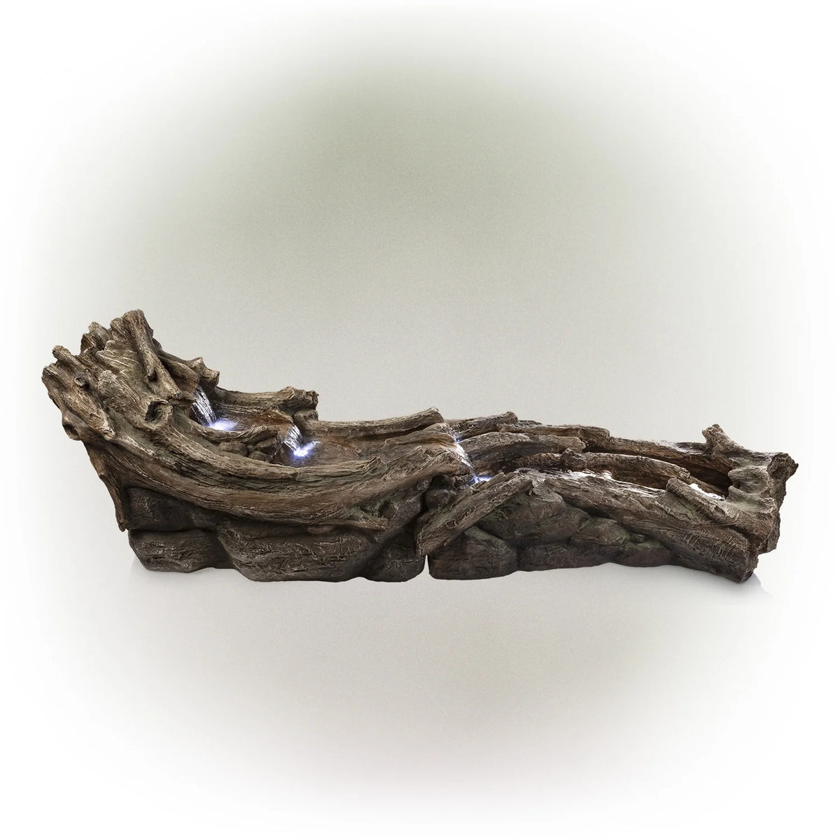 Fontaine de sol en polystone à cascade avec éclairage Alpine Corporation, 59 po x 16 po x 20 po, marron