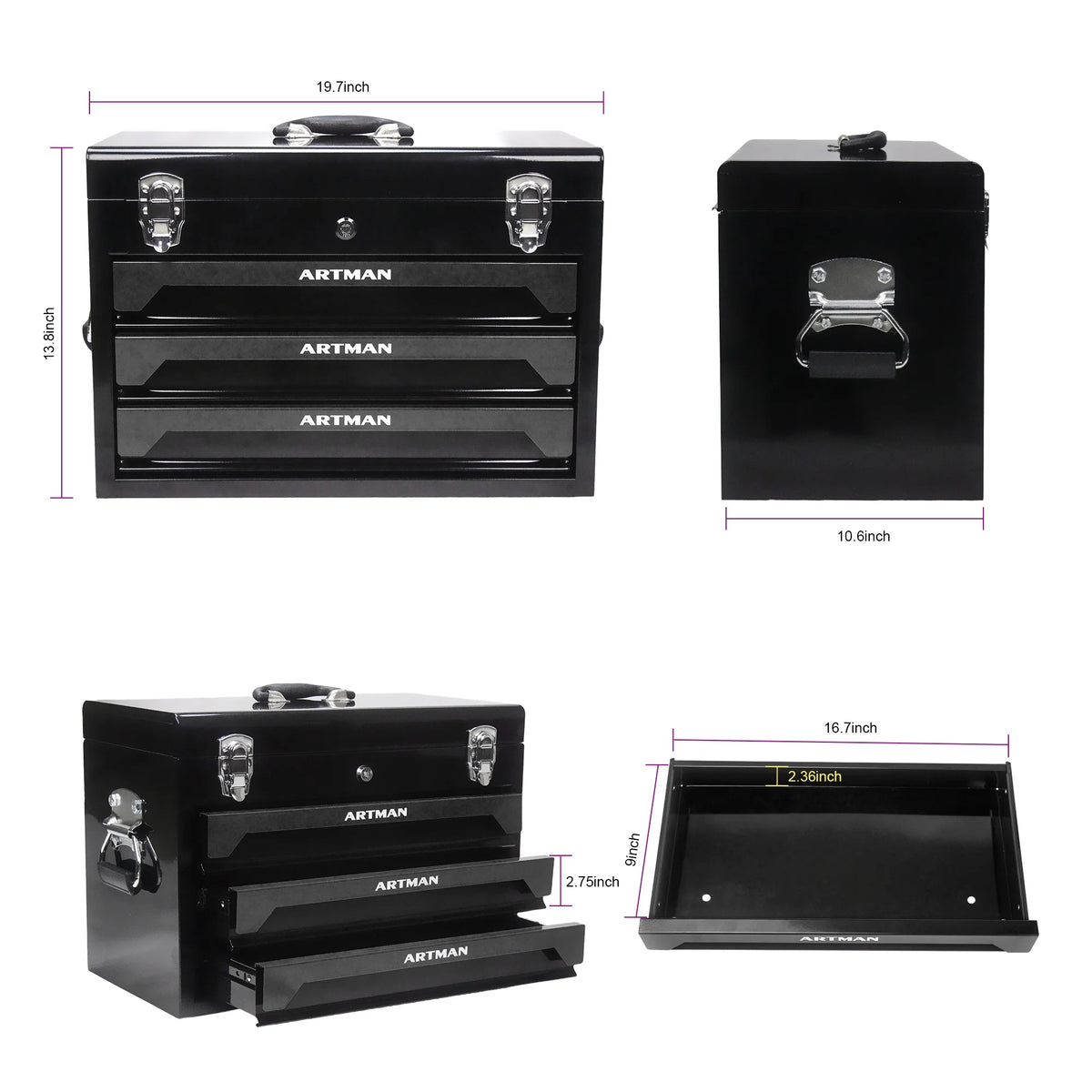 Seizeen Heavy Duty Universal Mechanic Tool Set, Metal Black, 19.7"x 10.6" x 13.86", 339 Count