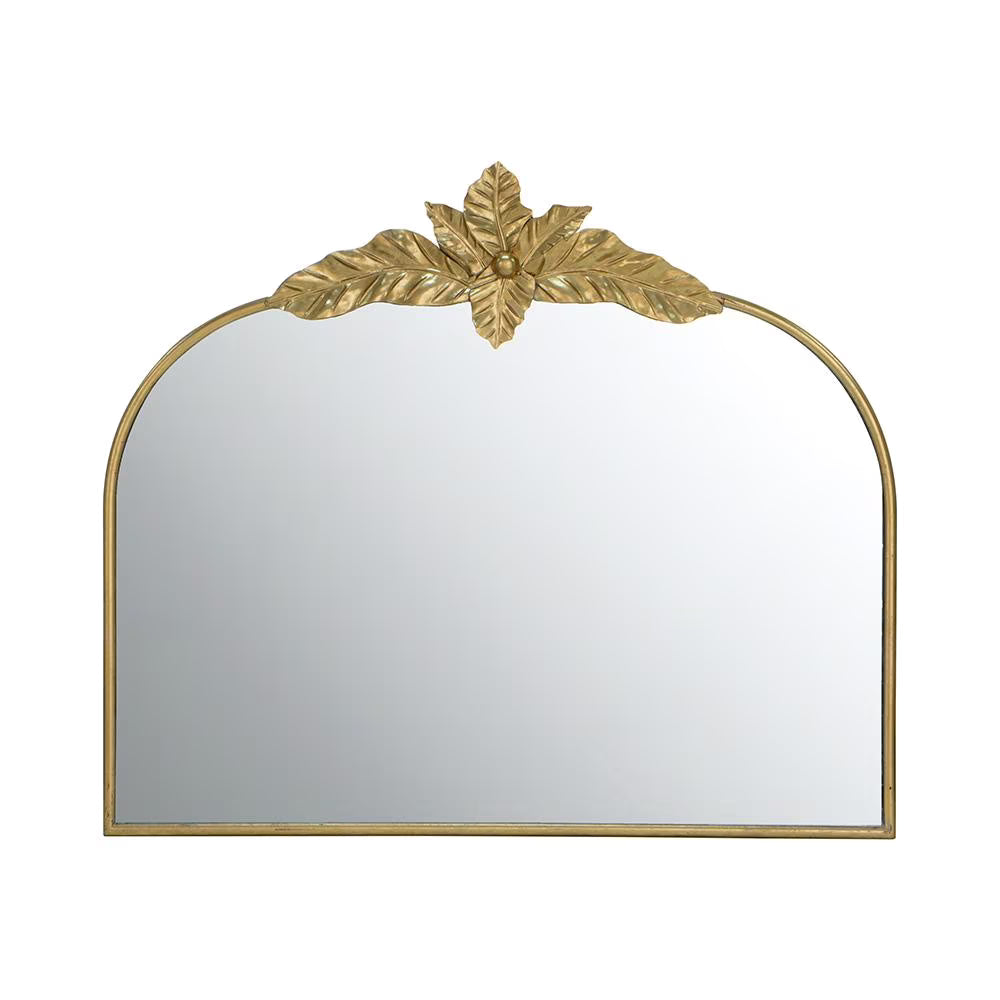 A&B Home Arched Gold Wall Mirror with Leaf Accent 39.6" x 2" x 35"