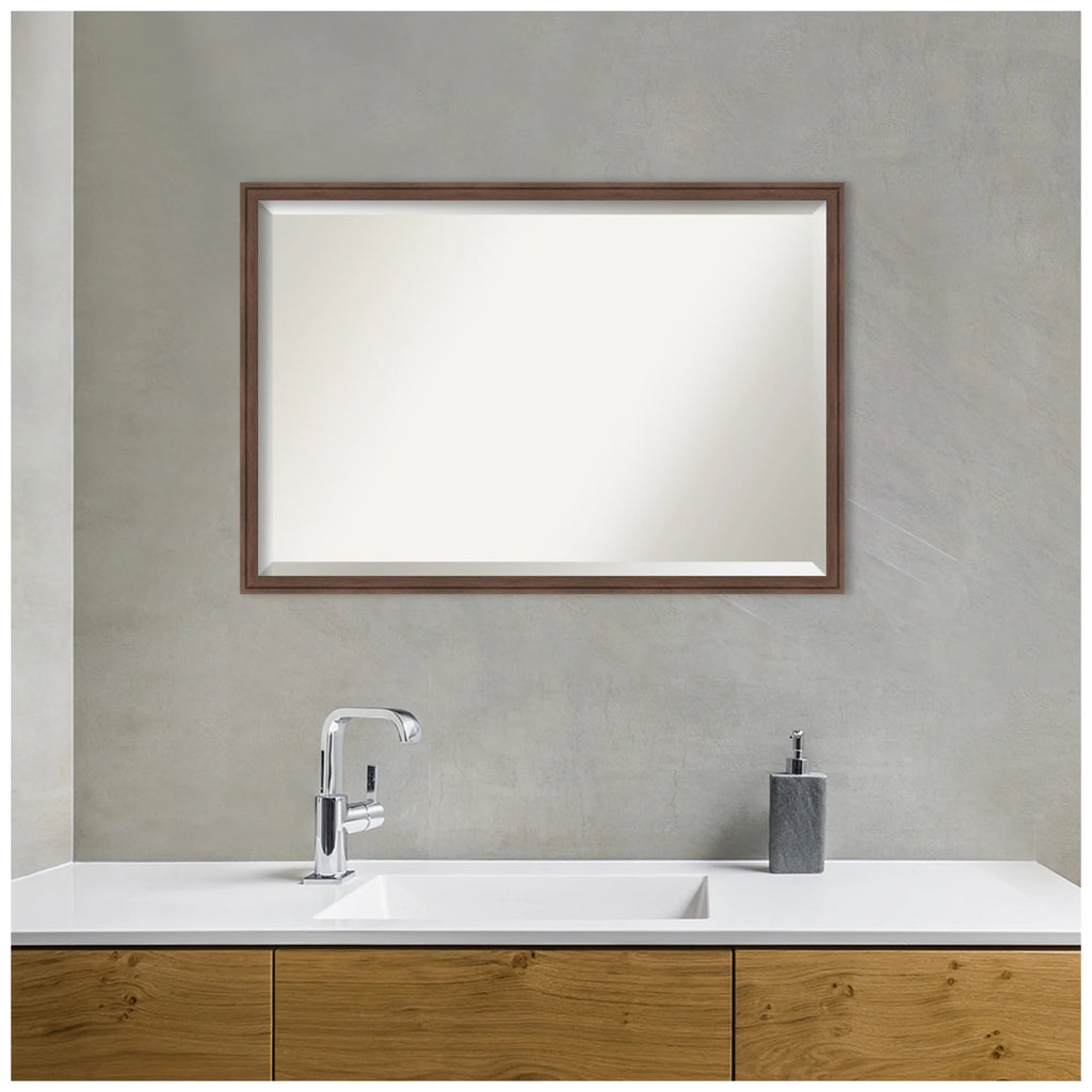 Amanti Art Florence Silver Beveled Wall Mirror 31.75 x 41.75 in.