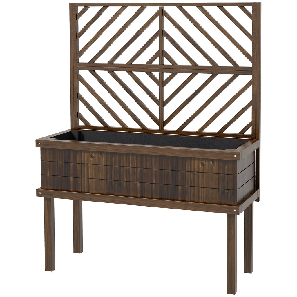 Jardinière surélevée GHooa avec treillis pour plantes grimpantes 104,8 cm L x 45,1 cm P x 139,7 cm H - Gris