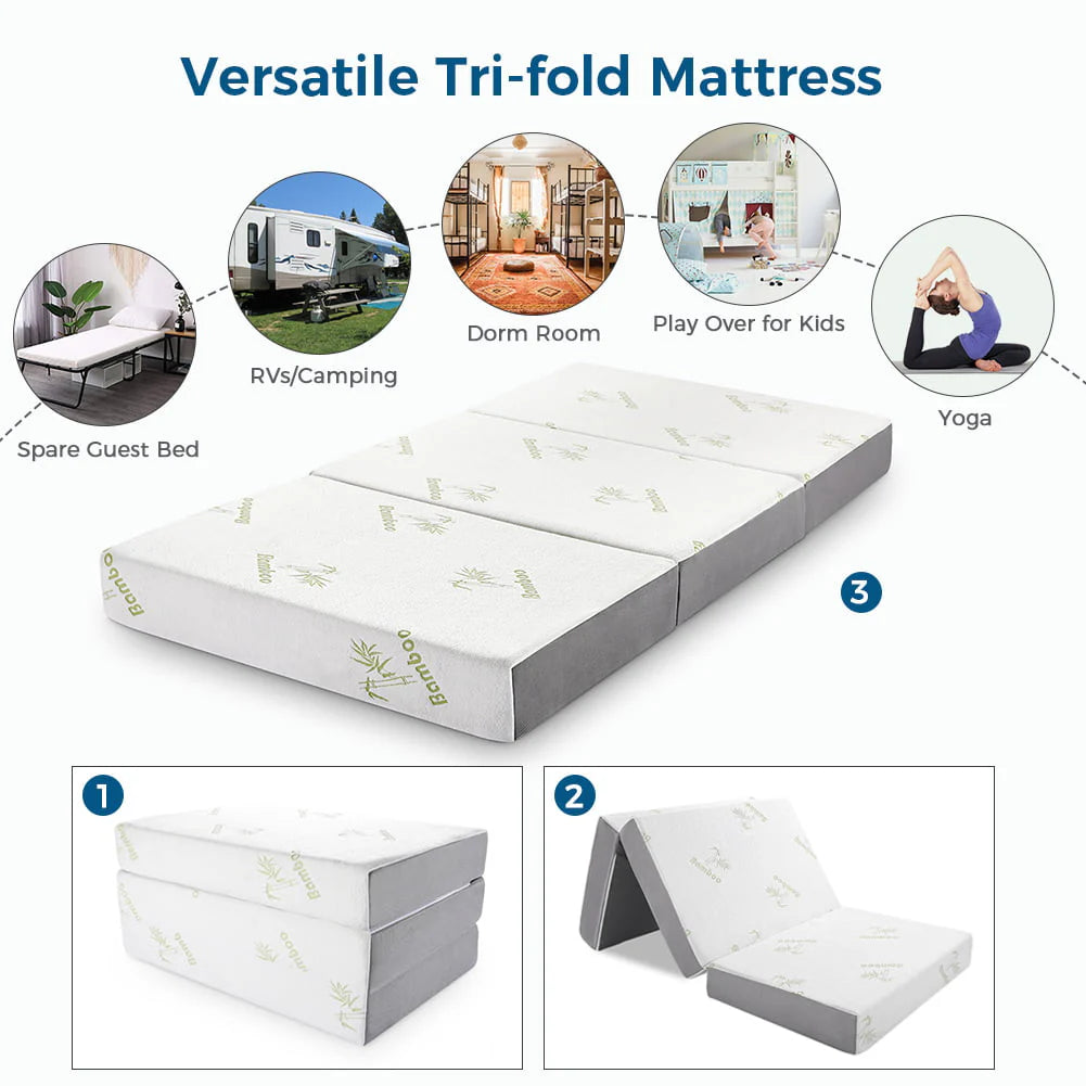 6 inch Queen Memory Foam Folding Mattress - 78" x 58" x 6"