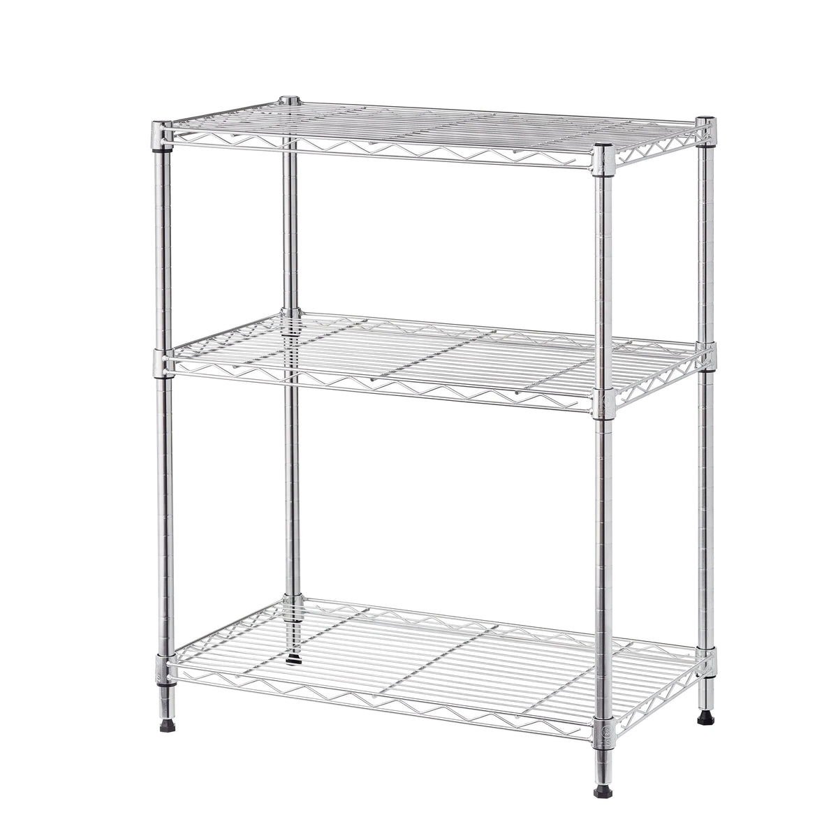 Hyper Tough Steel 3-Tier Storage Shelf Unit 30.6"H x 23.2"W x 13.4"D, 750lb Total Capacity, Chrome