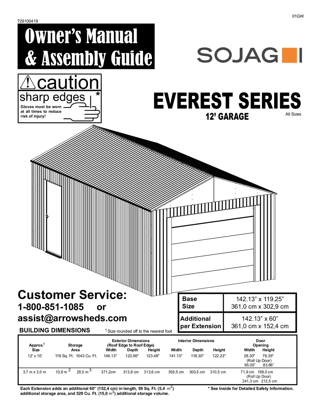 Garage Sojag Everest 12 pi x 25 pi