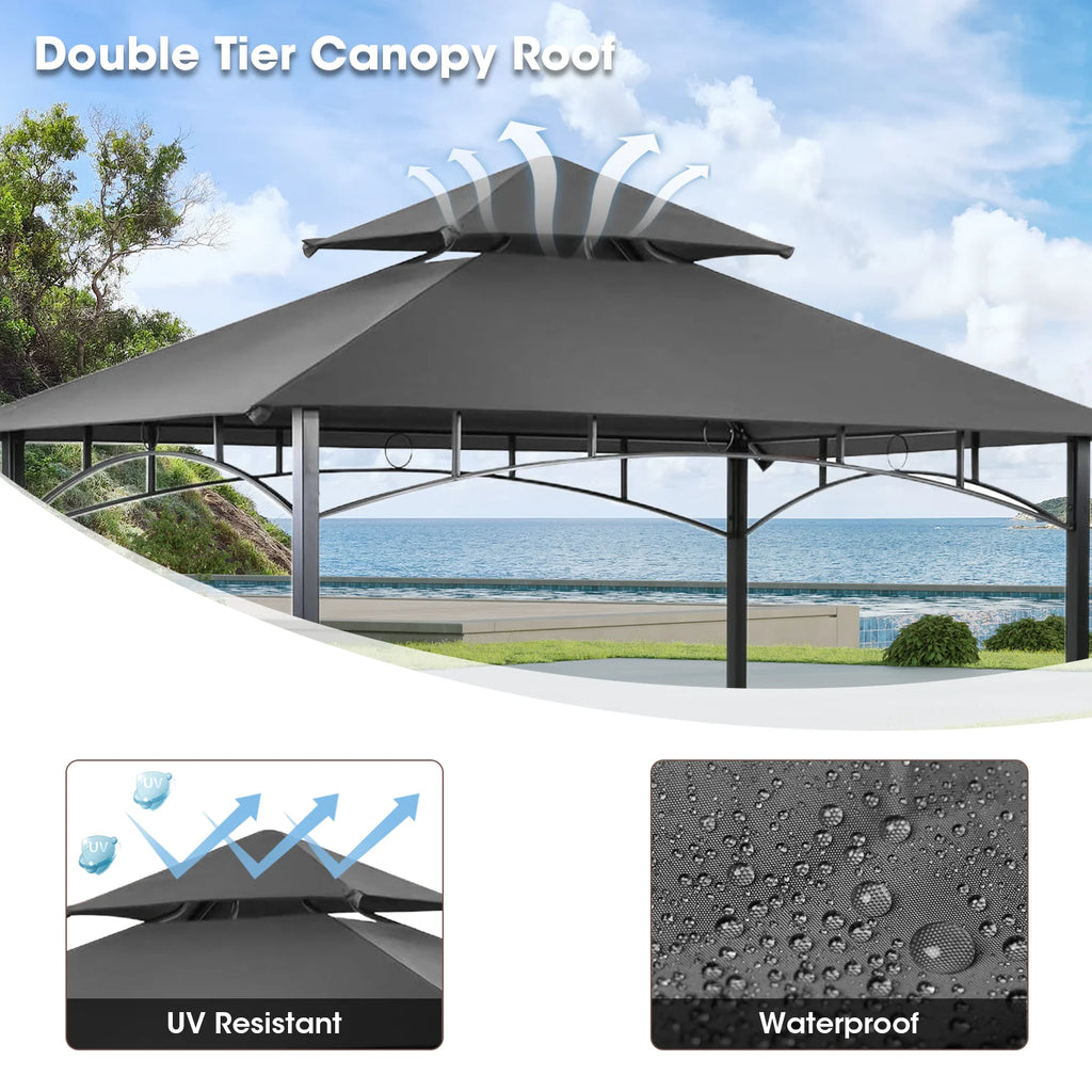Grezone Outdoor Grill Gazebo Tent BBQ Canopy for Outdoor Grill Shelter BBQ Grill Gazebo Hardtop (L96 x W60 x H101 Inch) Brown